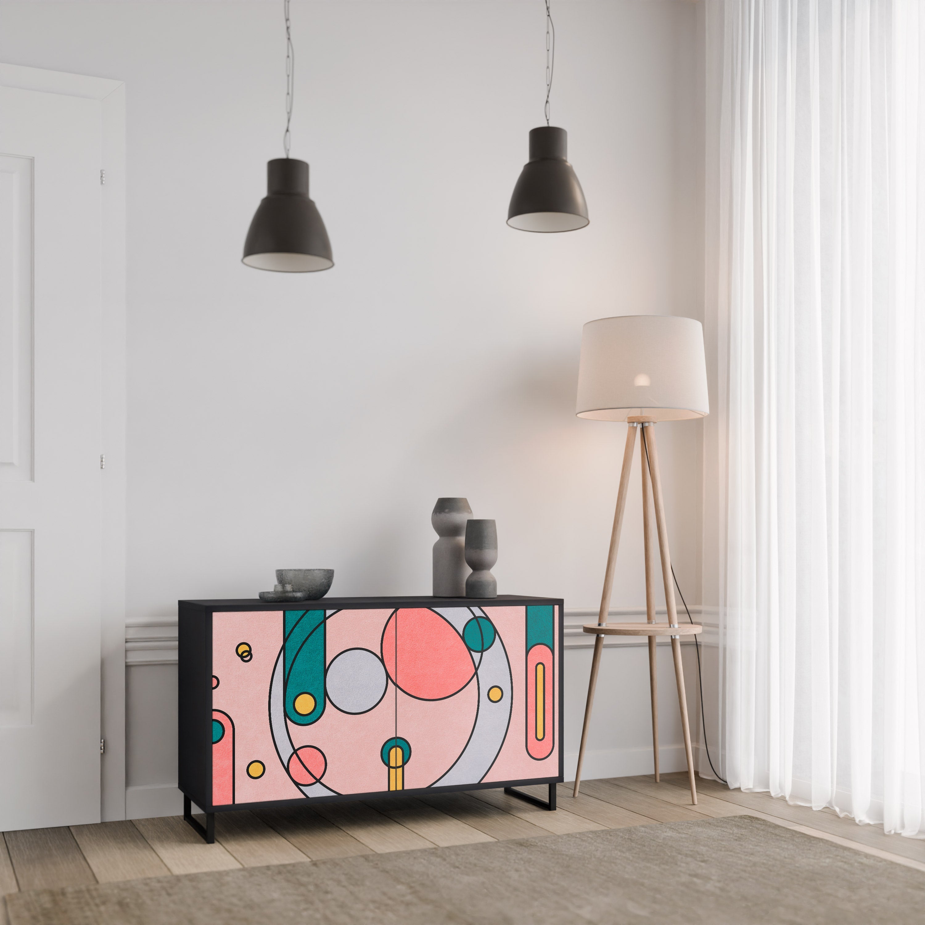 GOSSAMER ECHOES 2-Door Sideboard in Black Finish