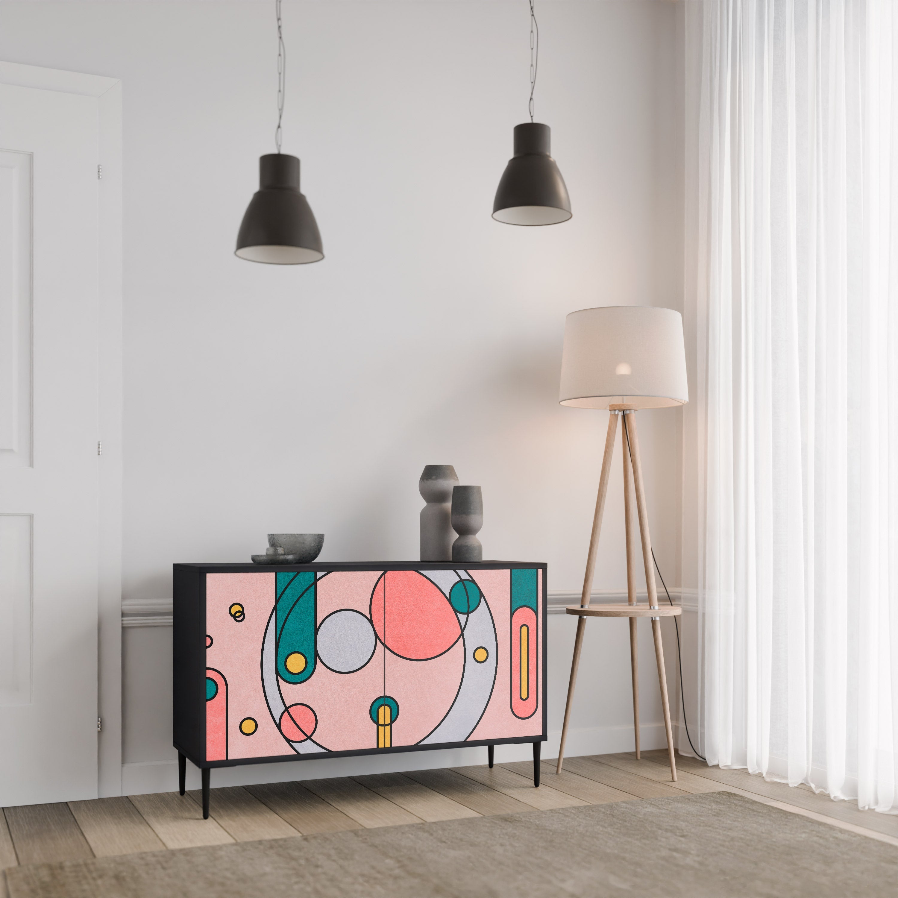GOSSAMER ECHOES 2-Door Sideboard in Black Finish