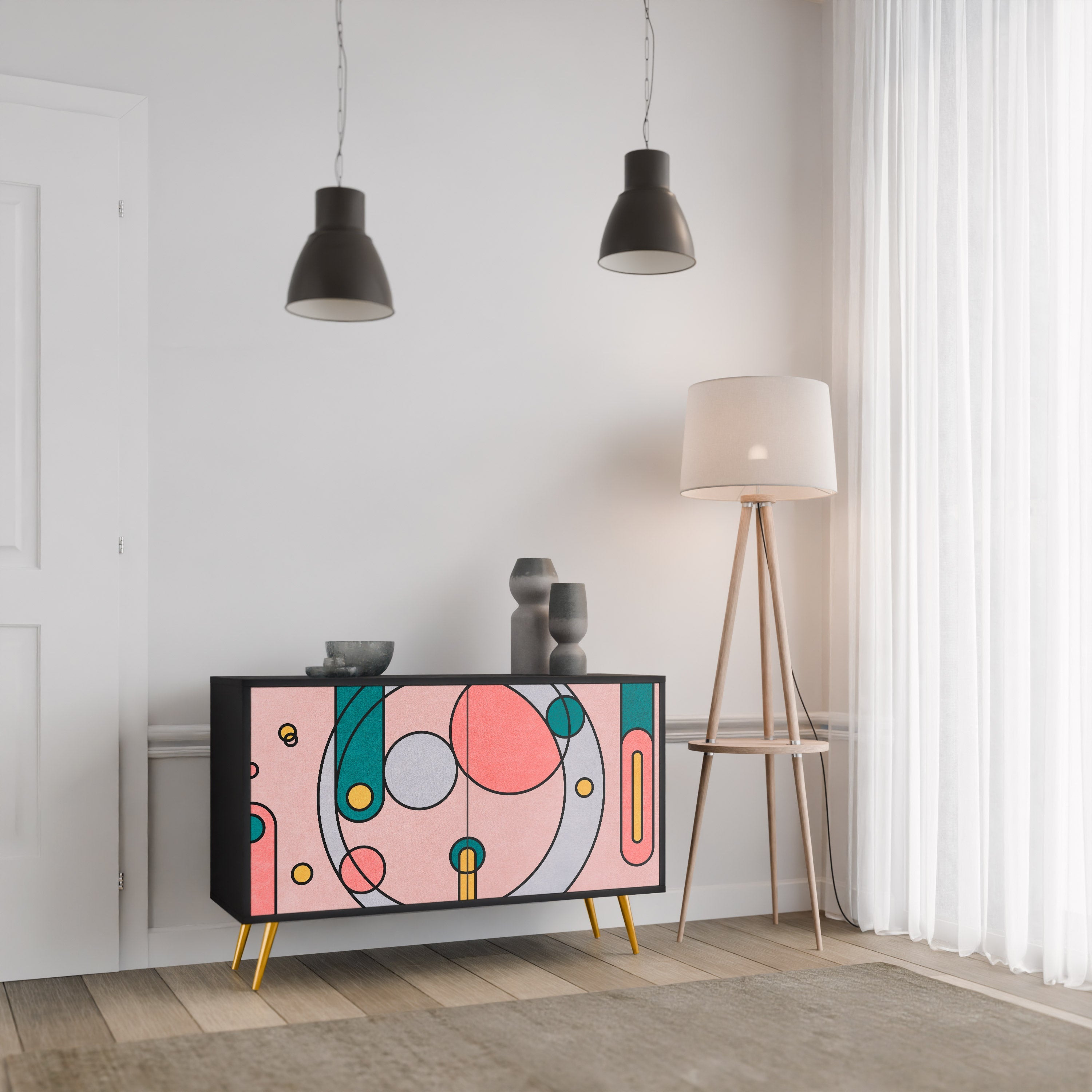 GOSSAMER ECHOES 2-Door Sideboard in Black Finish