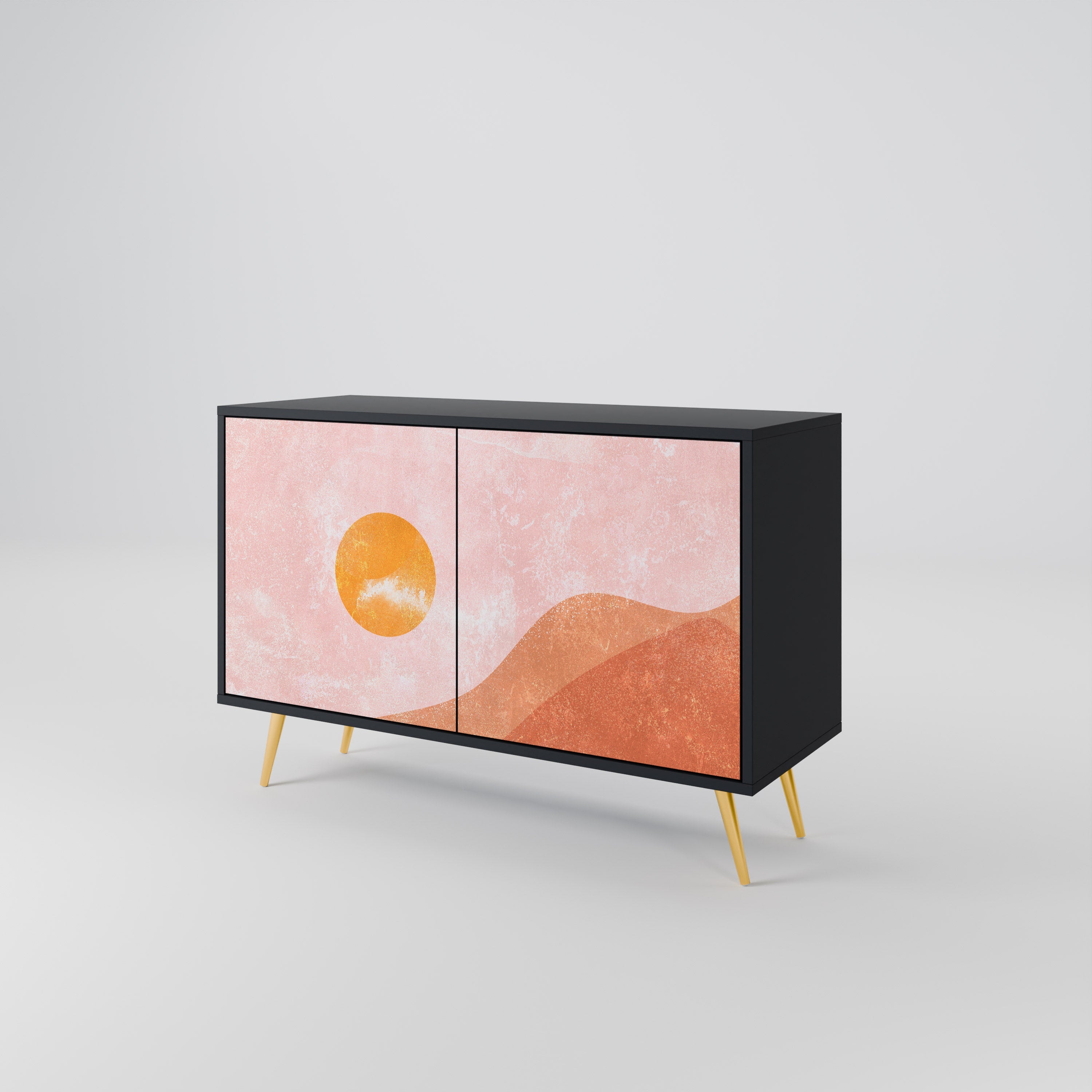 LUMINOUS SUNLIGHT 2-Door Sideboard in Black Finish