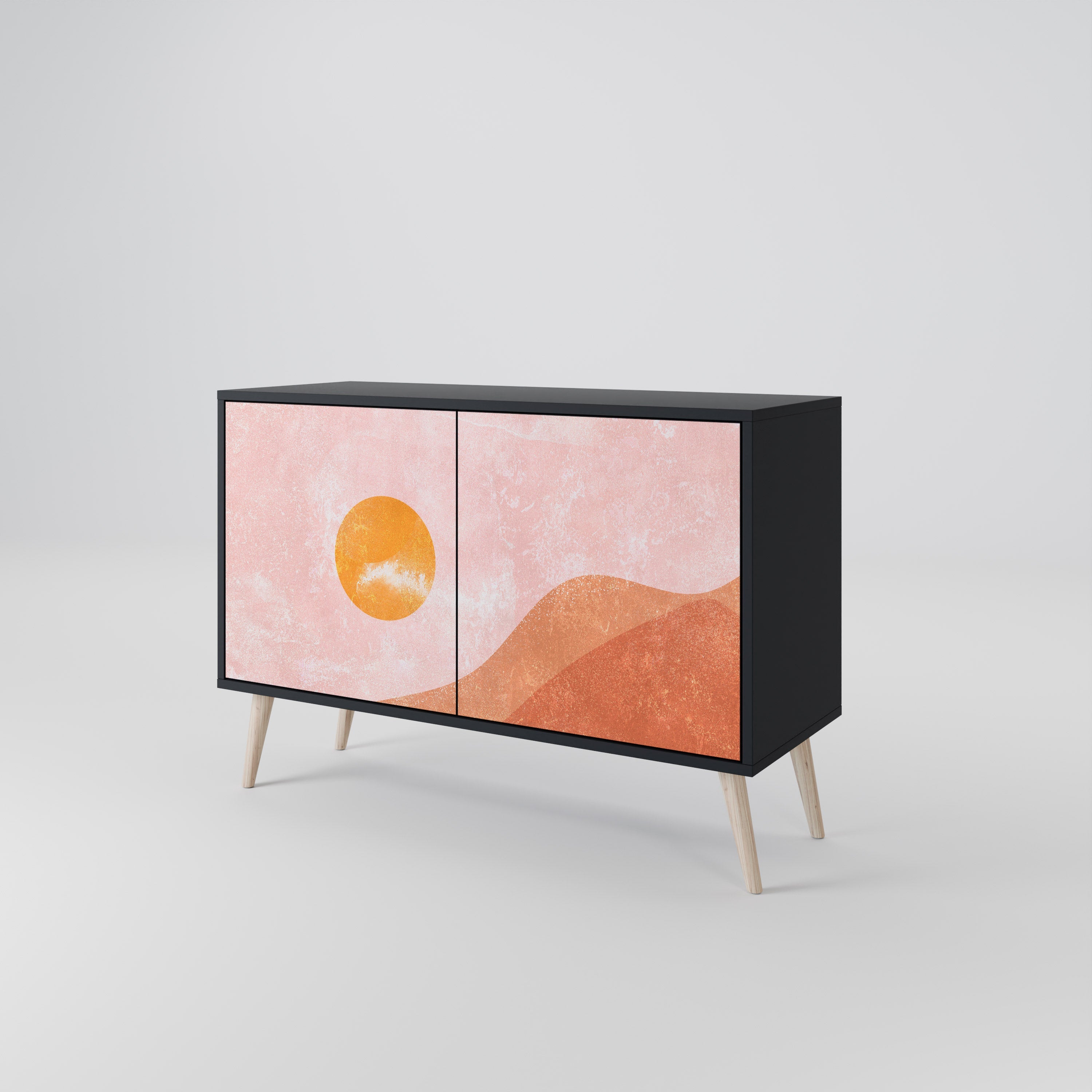 LUMINOUS SUNLIGHT 2-Door Sideboard in Black Finish