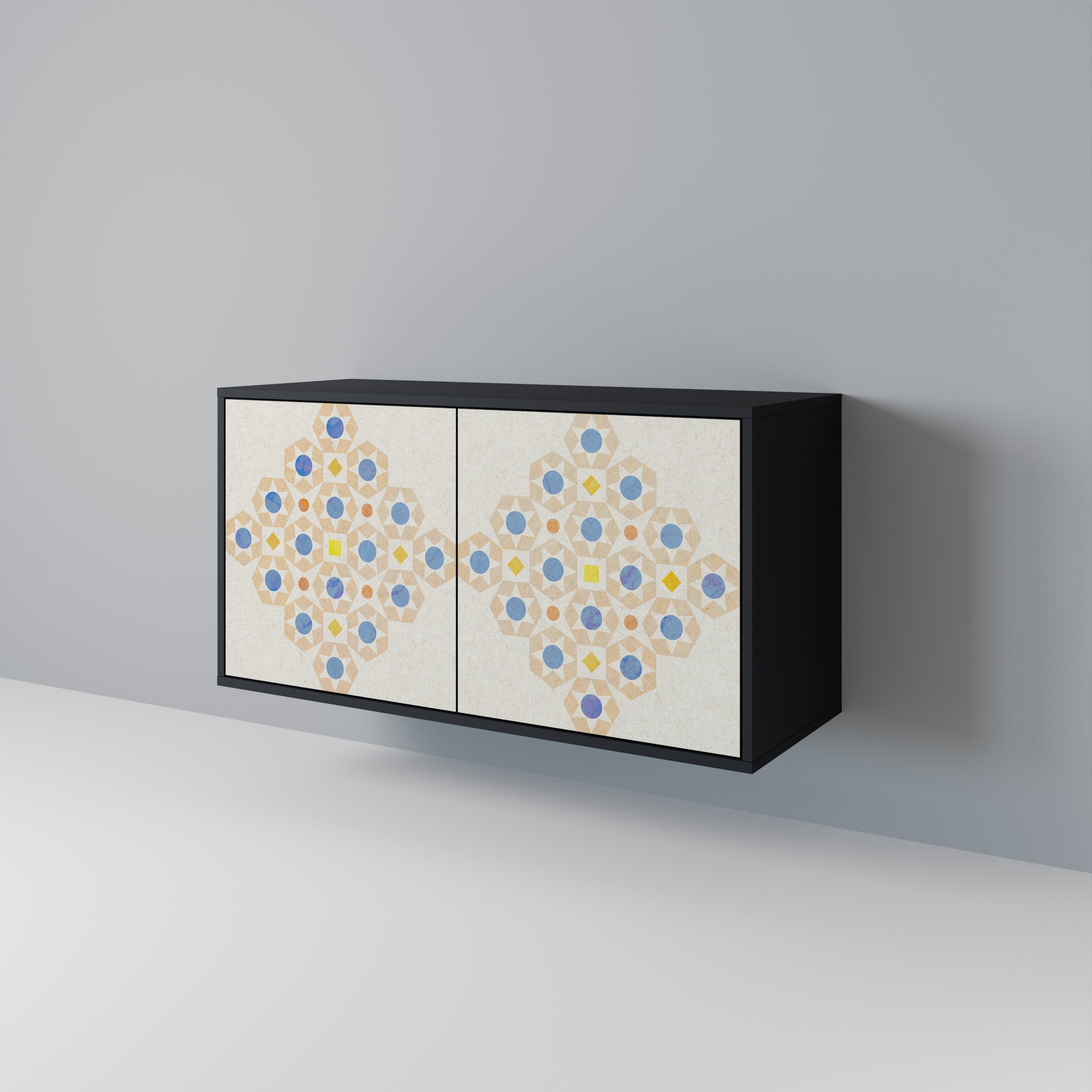 PATTERNED PRISM 2-Door Sideboard in Black Finish