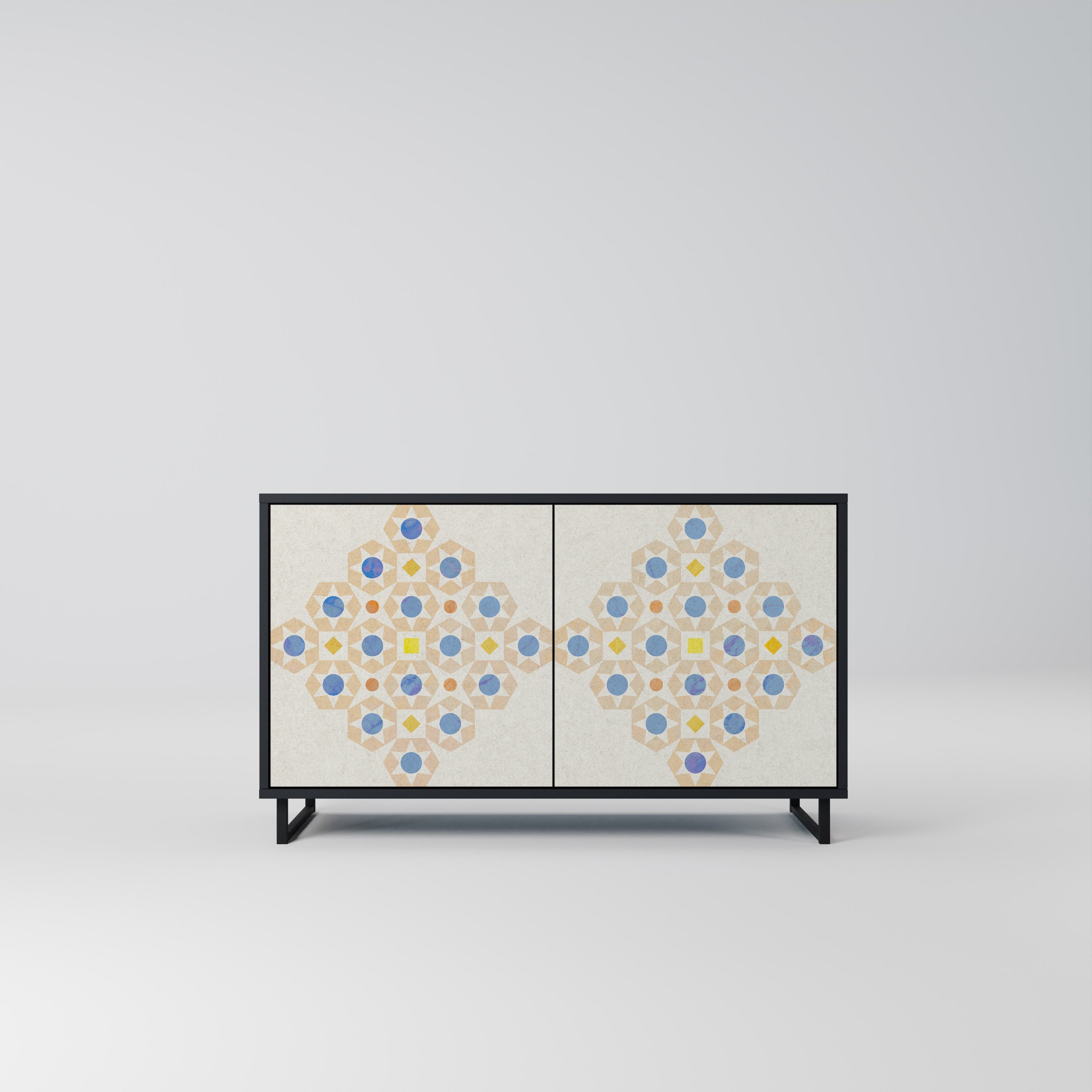 PATTERNED PRISM 2-Door Sideboard in Black Finish