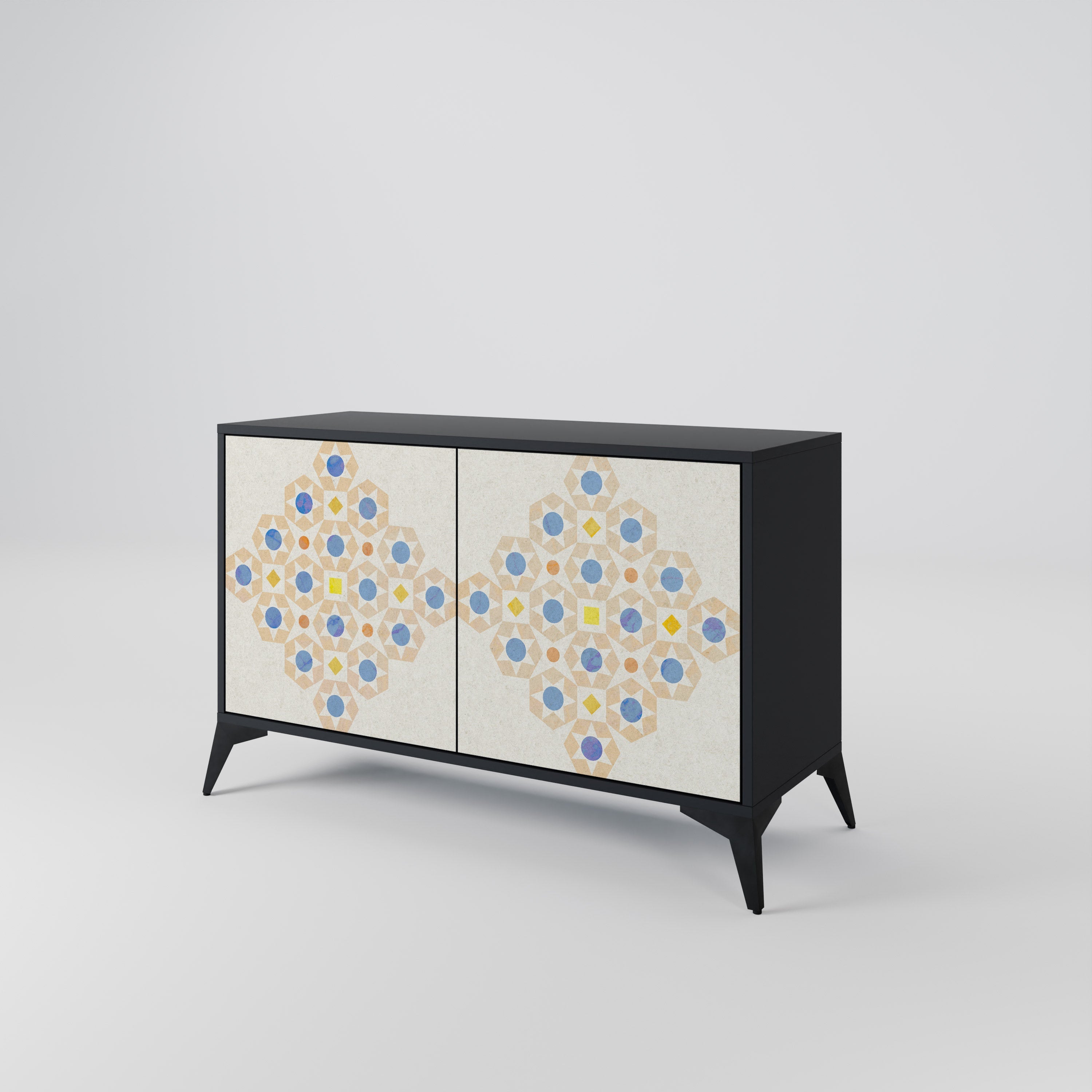 PATTERNED PRISM 2-Door Sideboard in Black Finish