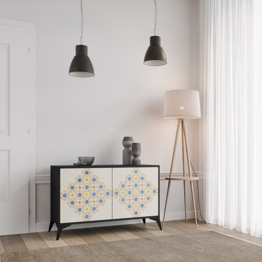 PATTERNED PRISM 2-Door Sideboard in Black Finish