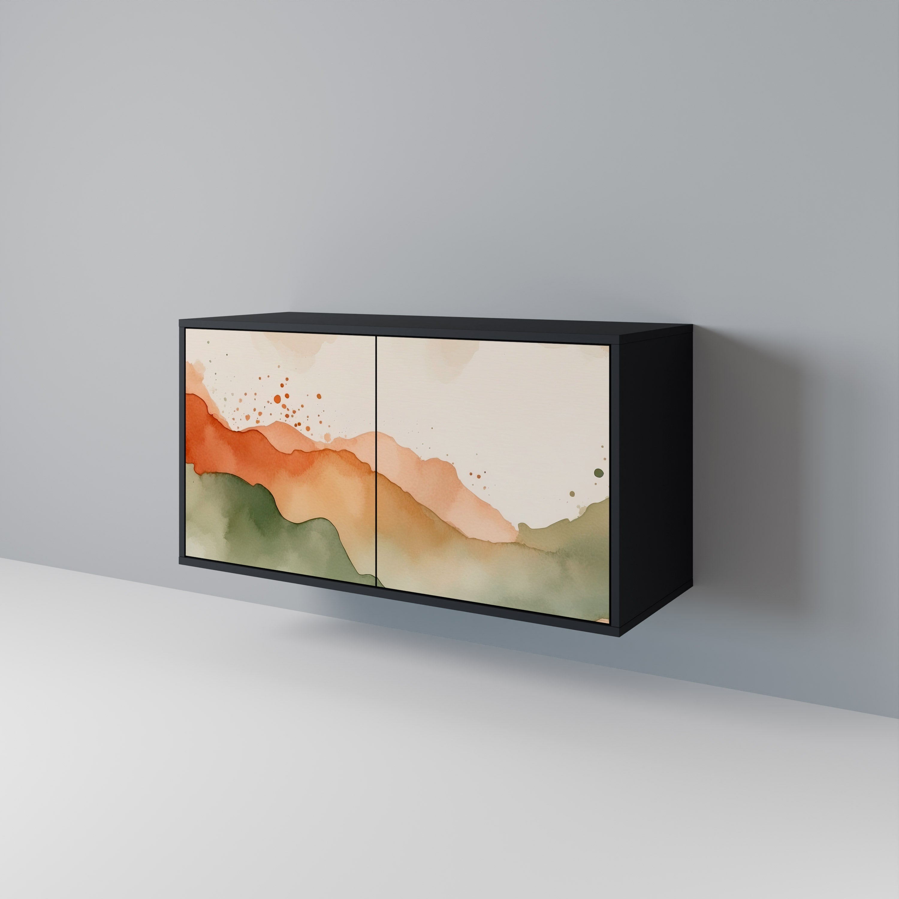 WATERCOLOUR PEAKS 2-Door Sideboard in Black Finish