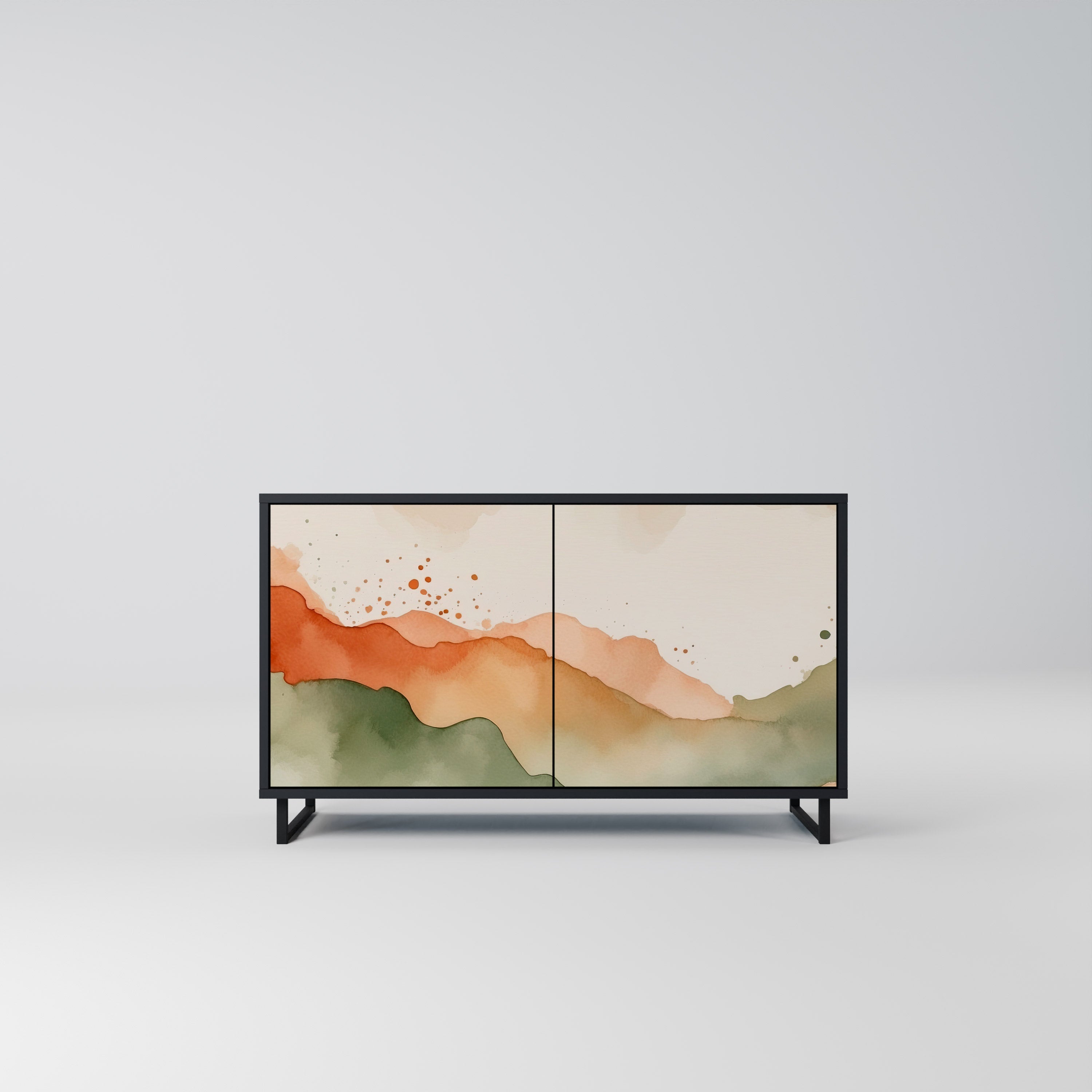 WATERCOLOUR PEAKS 2-Door Sideboard in Black Finish