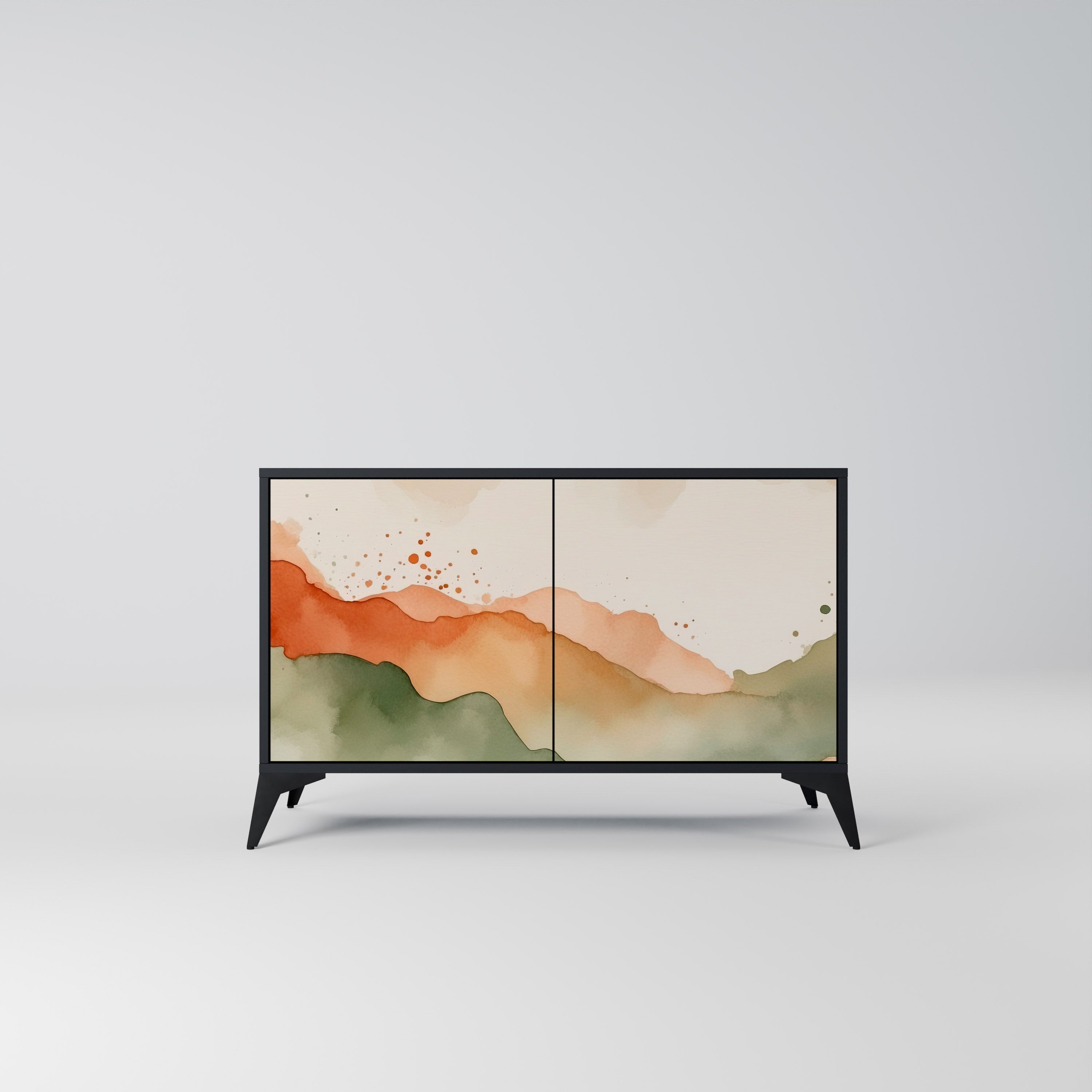 WATERCOLOUR PEAKS 2-Door Sideboard in Black Finish