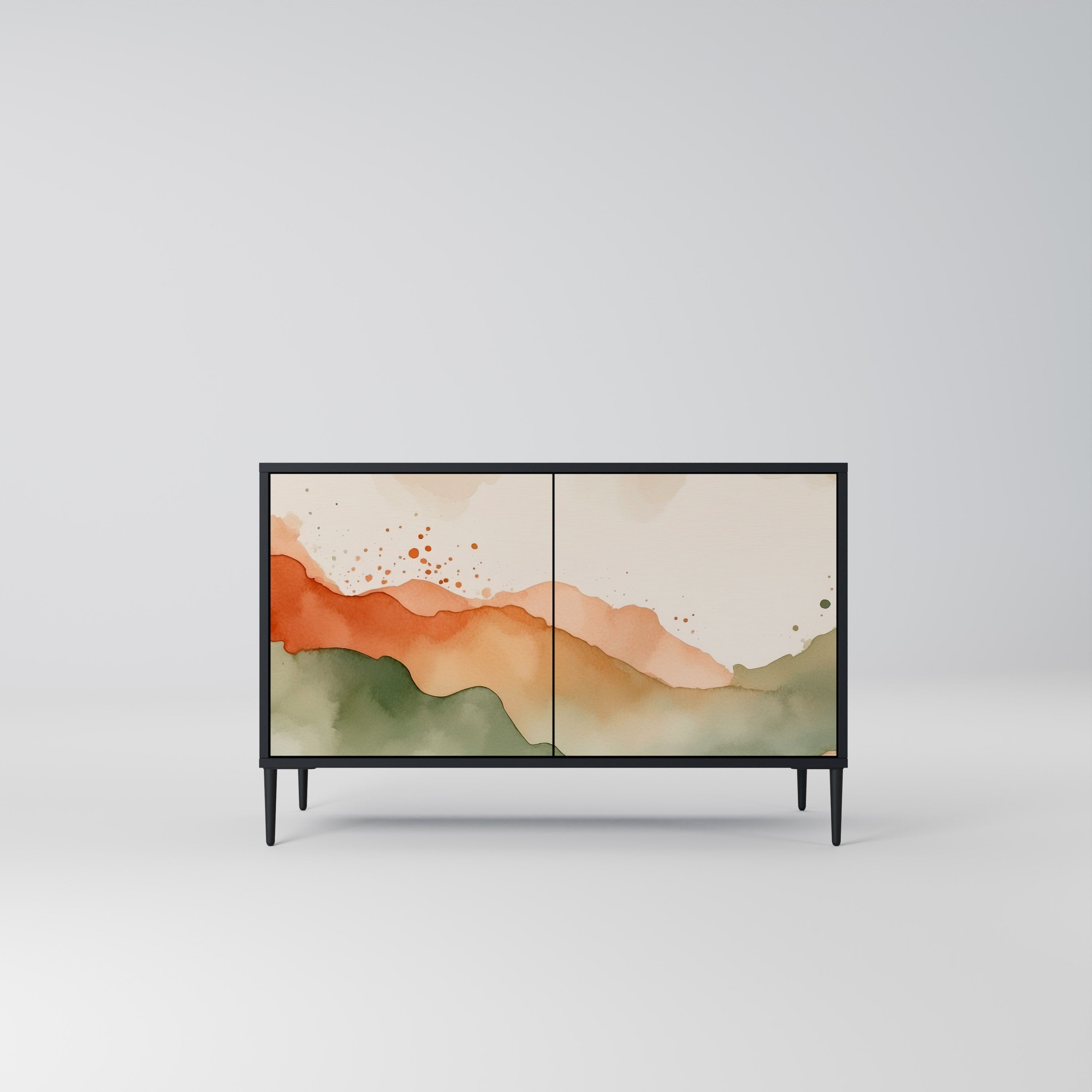 WATERCOLOUR PEAKS 2-Door Sideboard in Black Finish