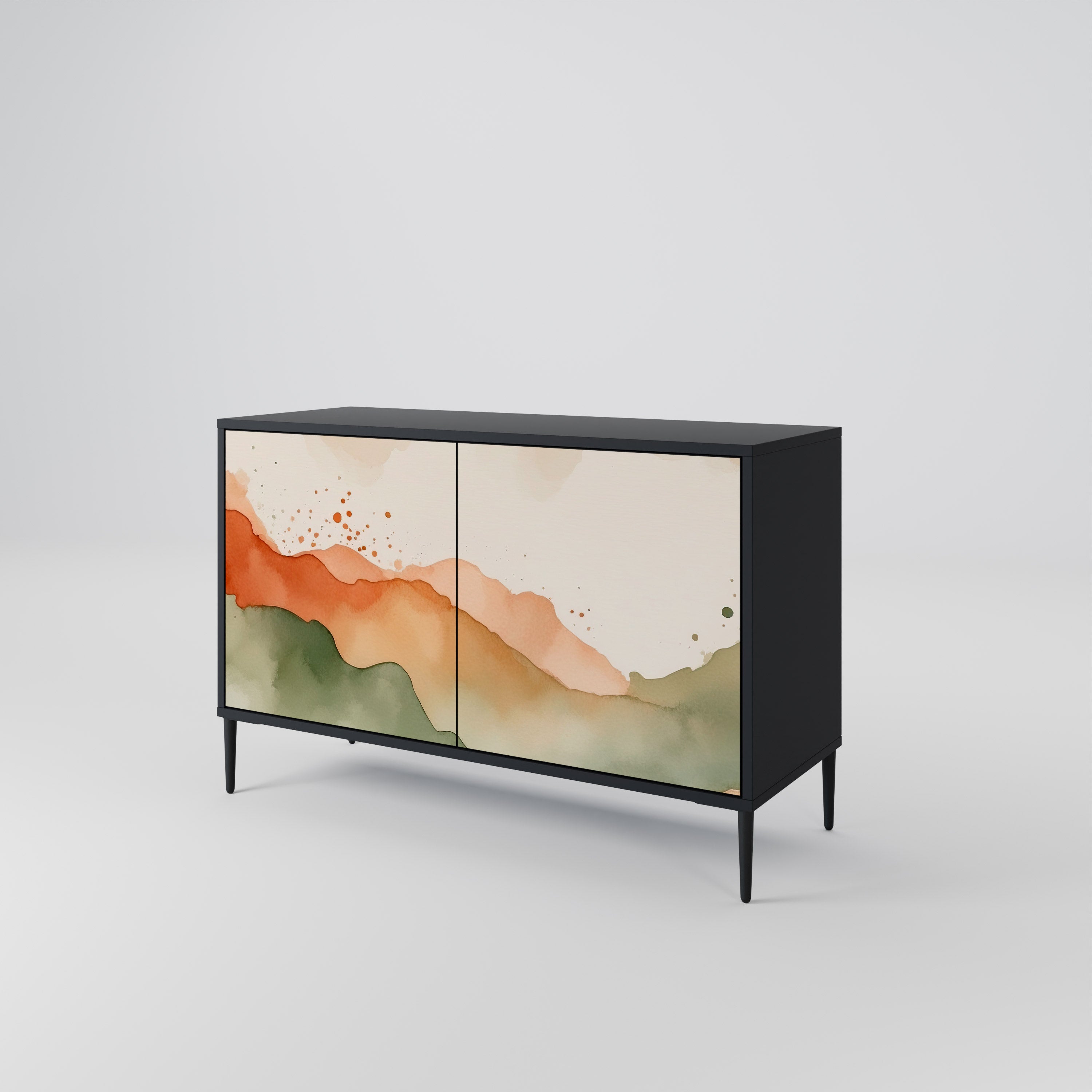 WATERCOLOUR PEAKS 2-Door Sideboard in Black Finish