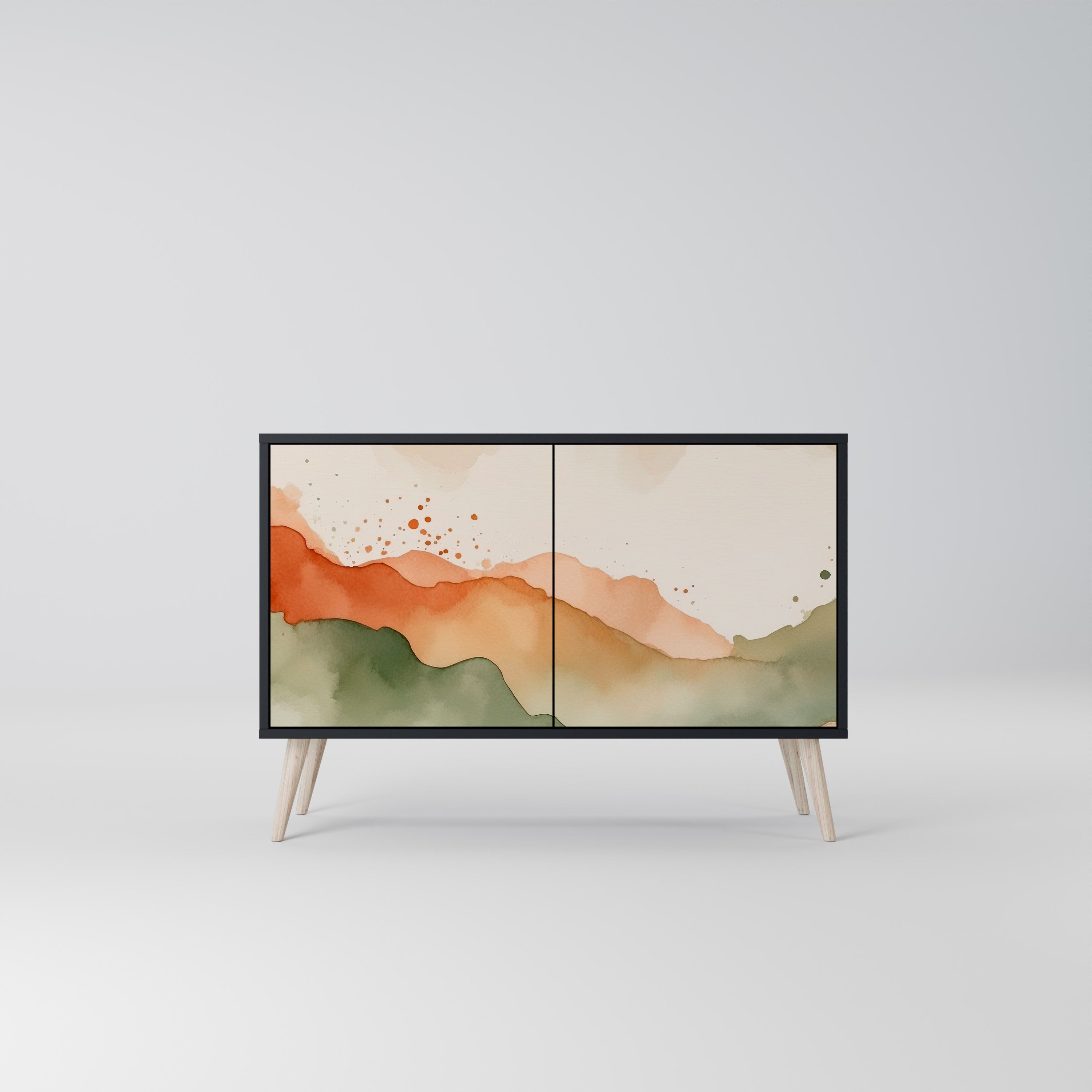 WATERCOLOUR PEAKS 2-Door Sideboard in Black Finish