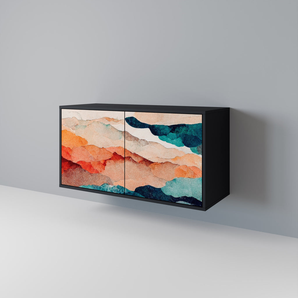 Μπουφές ABSTRACT LANDSCAPE με 2 πόρτες σε μαύρο φινίρισμα