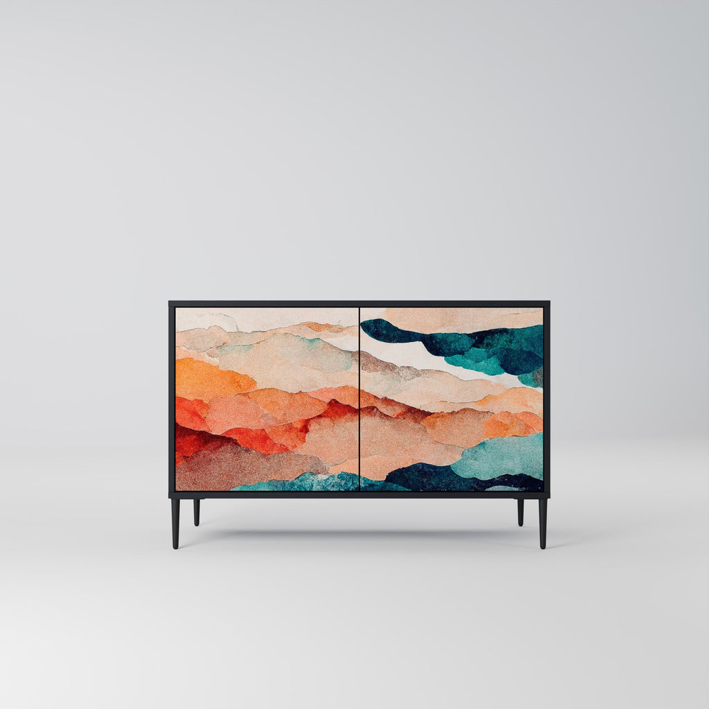 Μπουφές ABSTRACT LANDSCAPE με 2 πόρτες σε μαύρο φινίρισμα