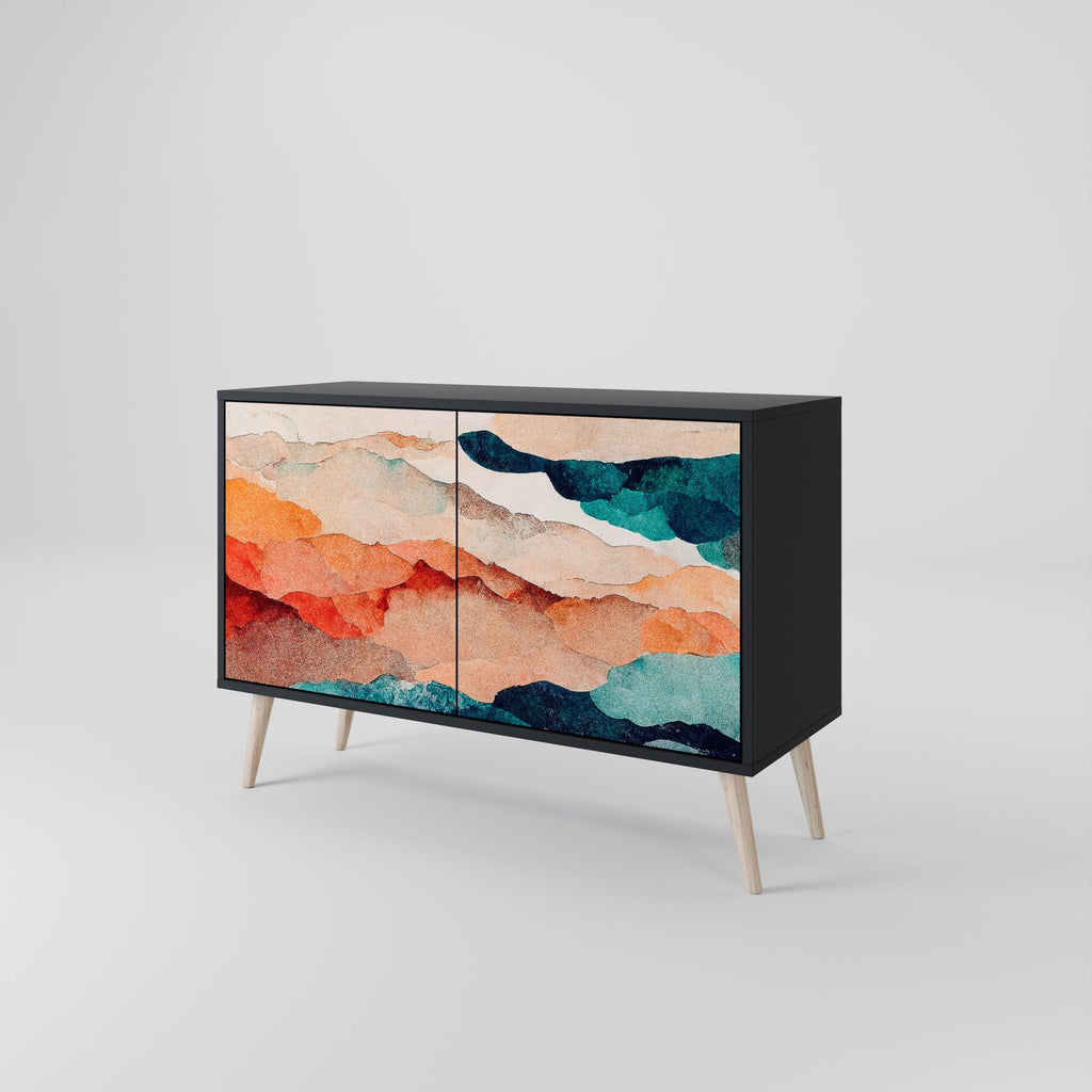 Μπουφές ABSTRACT LANDSCAPE με 2 πόρτες σε μαύρο φινίρισμα