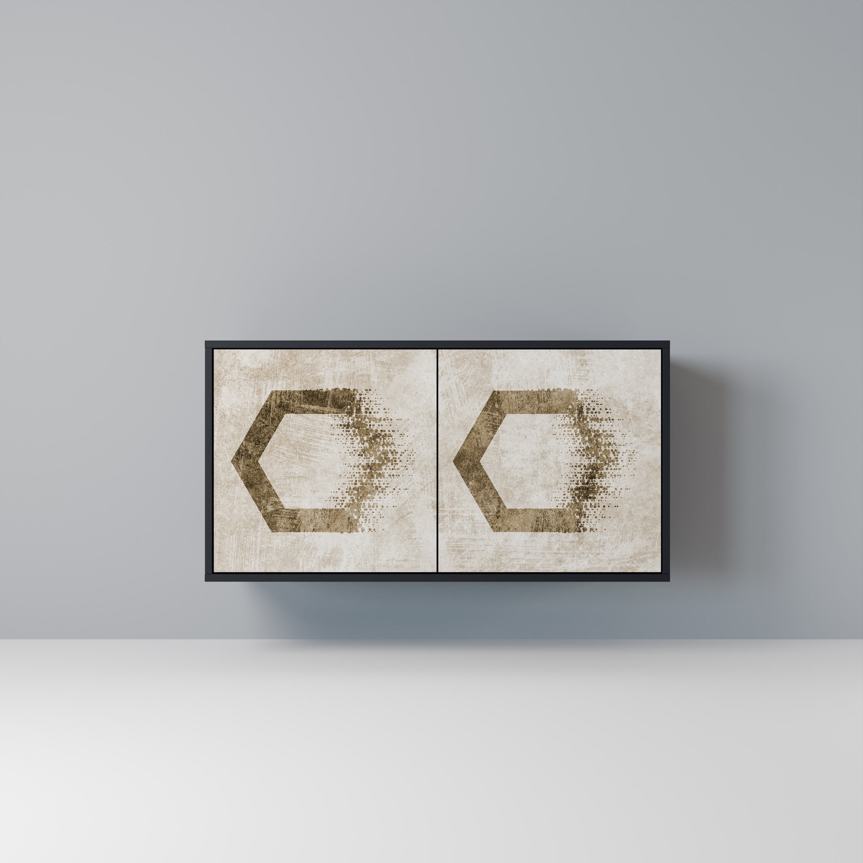 HEXAGONAL SHAPES 2-Door Sideboard in Black Finish