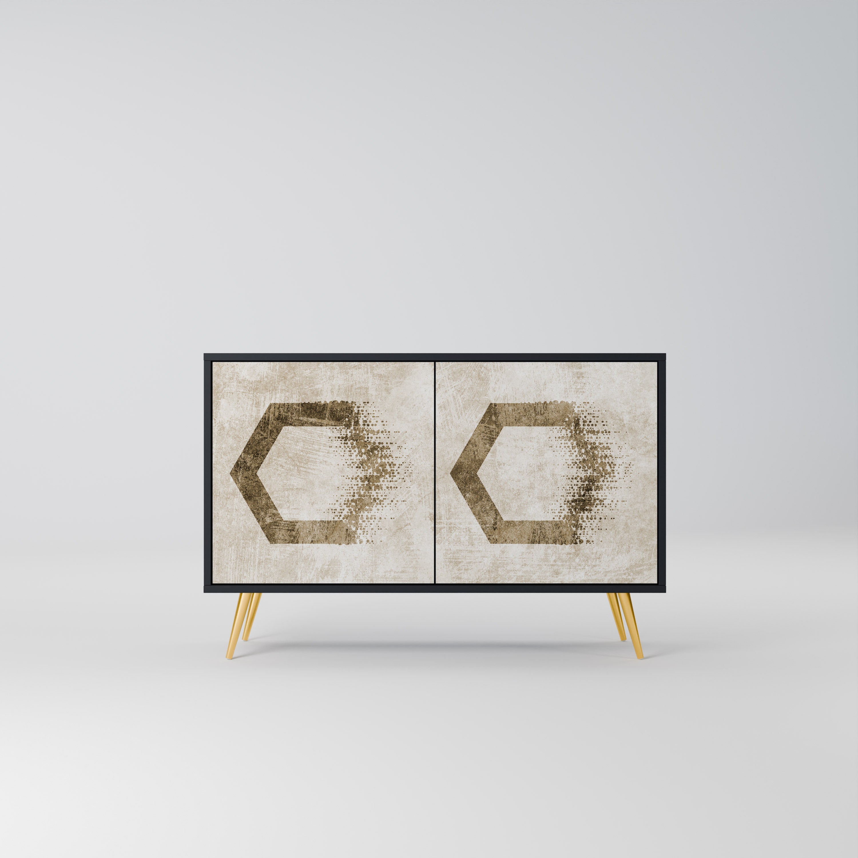 HEXAGONAL SHAPES 2-Door Sideboard in Black Finish