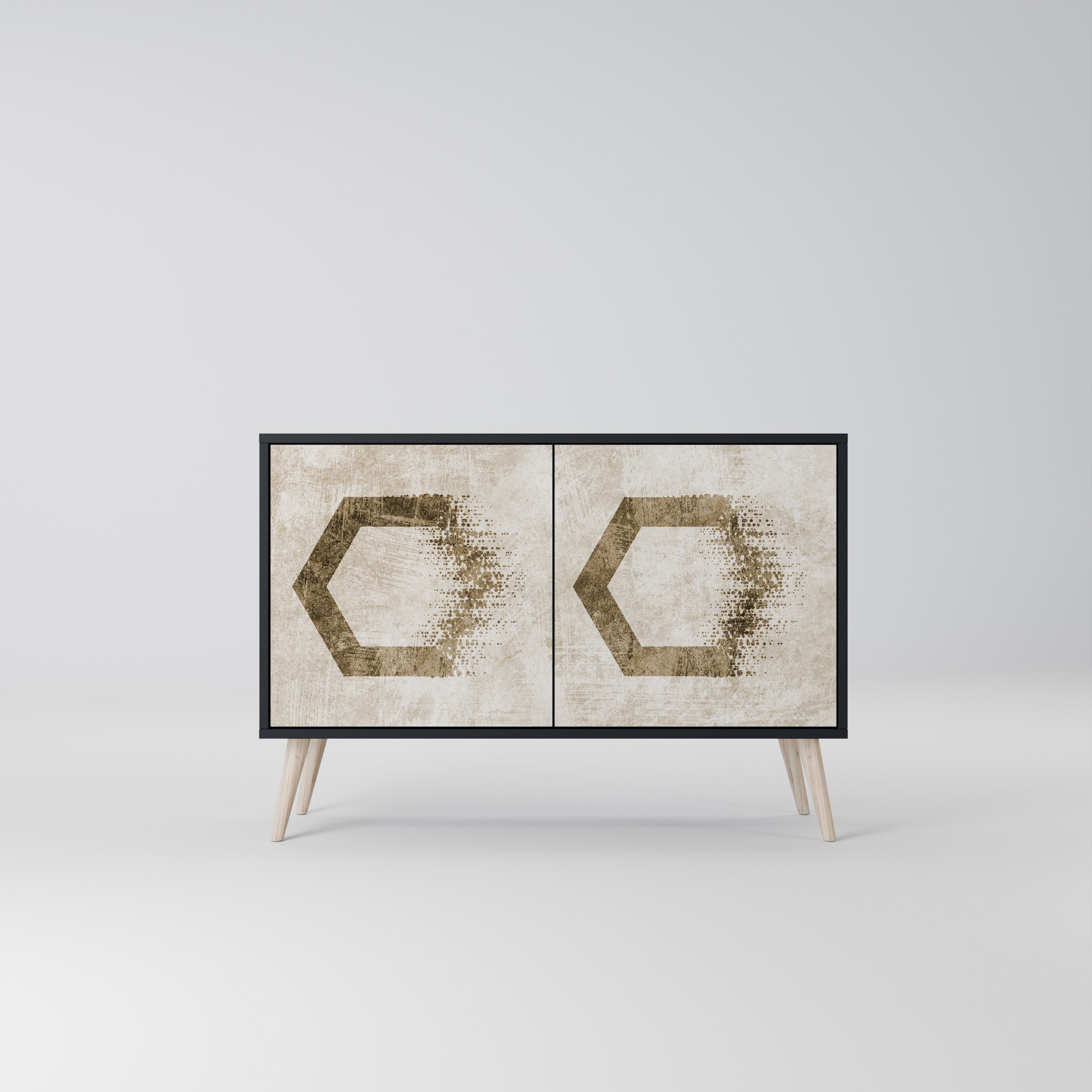 HEXAGONAL SHAPES 2-Door Sideboard in Black Finish