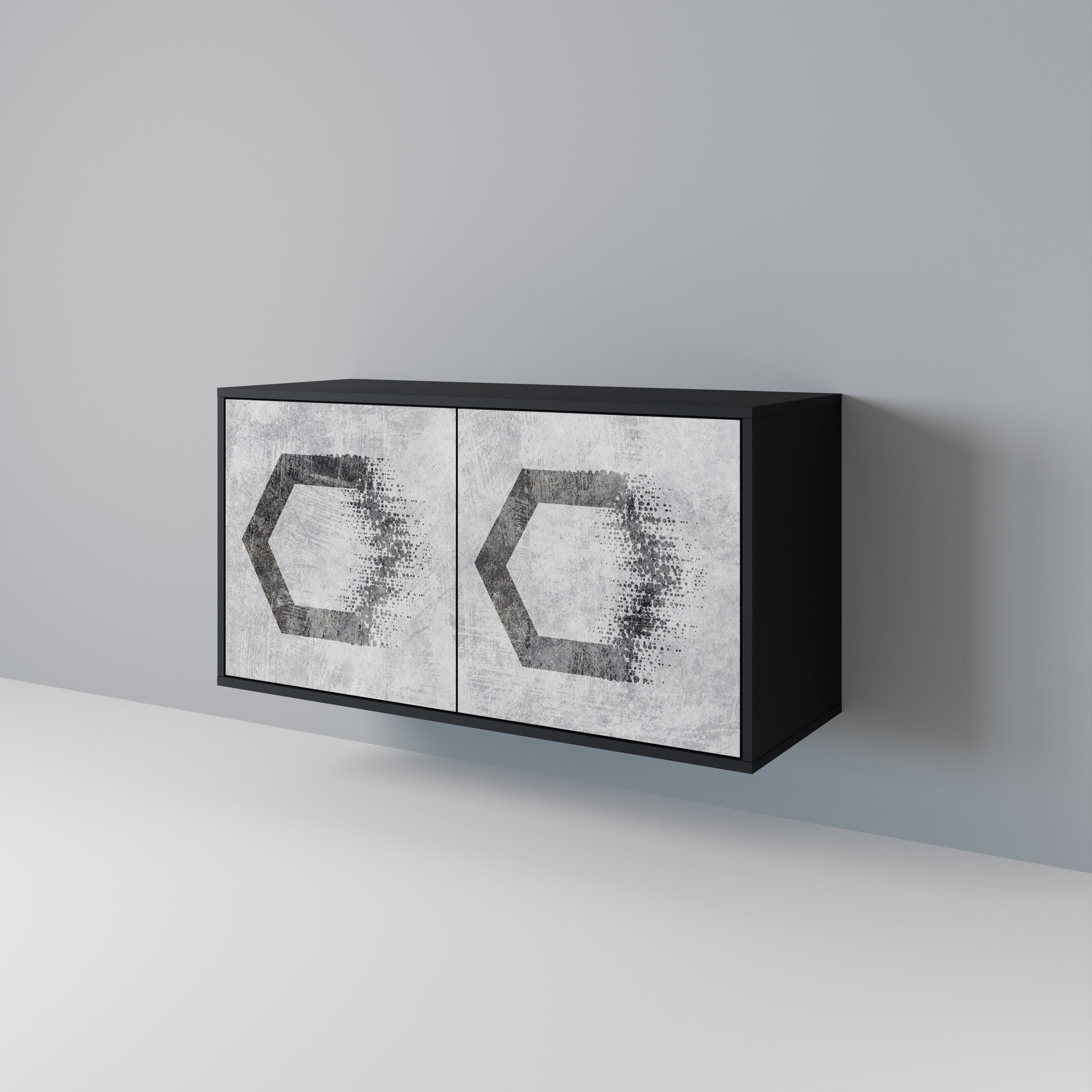 HEXAGONAL FIGURES 2-Door Sideboard in Black Finish