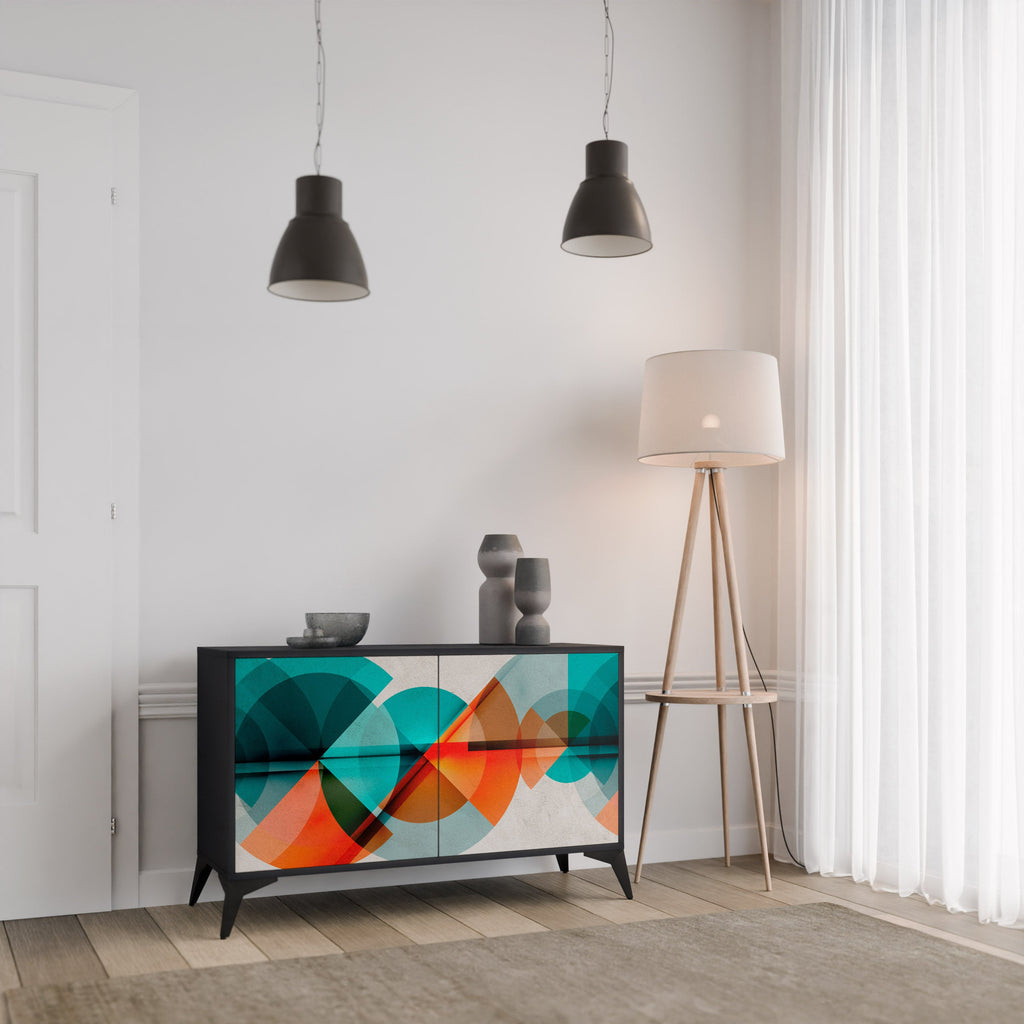 CIRCULAR RHAPSODY 2-Door Sideboard in Black Finish