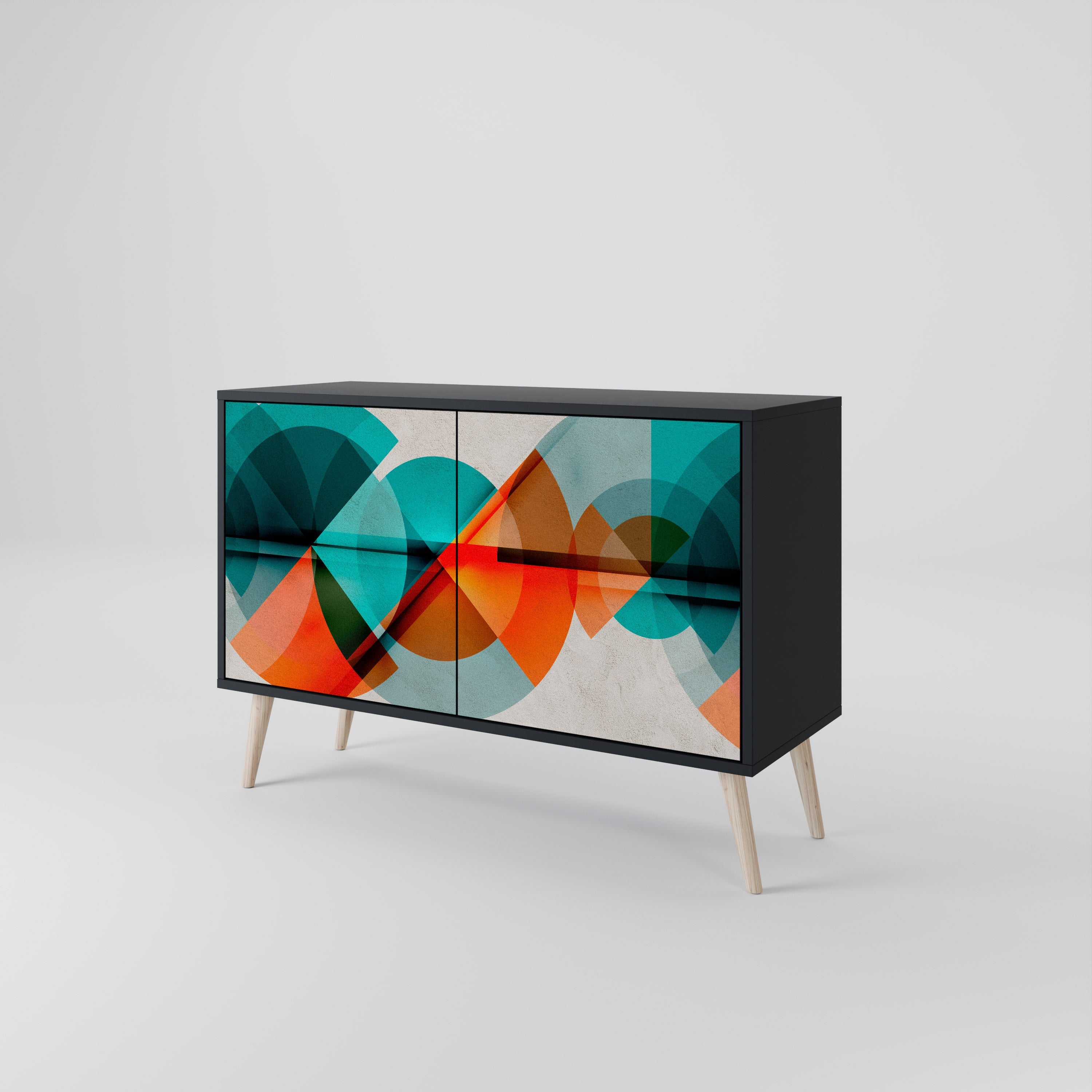 CIRCULAR RHAPSODY 2-Door Sideboard in Black Finish