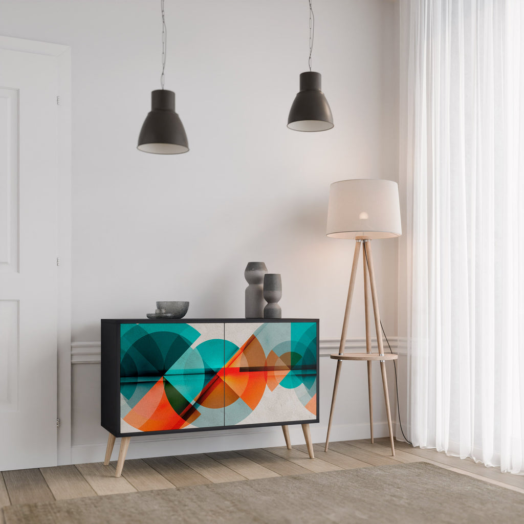 CIRCULAR RHAPSODY 2-Door Sideboard in Black Finish