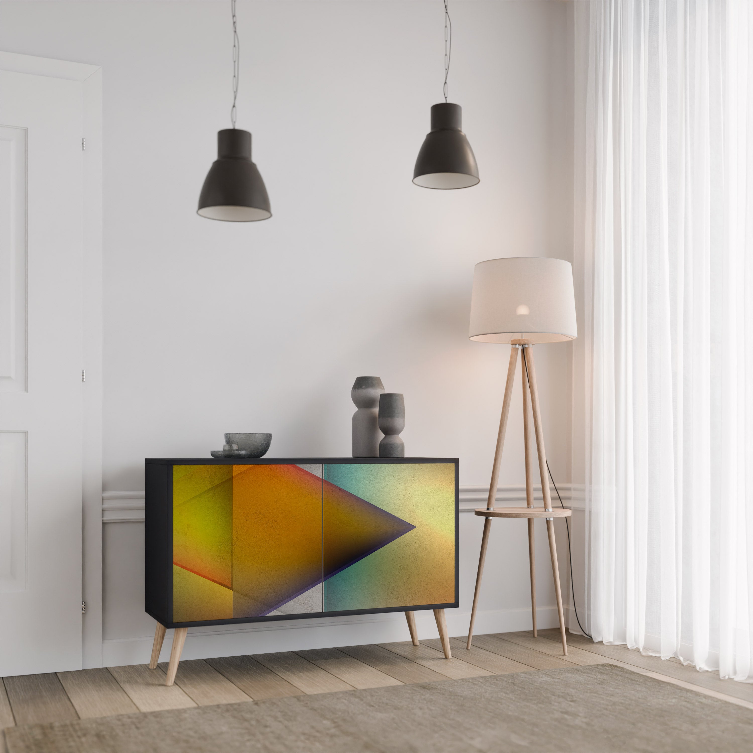 PIERCING SHARPNESS 2-Door Sideboard in Black Finish