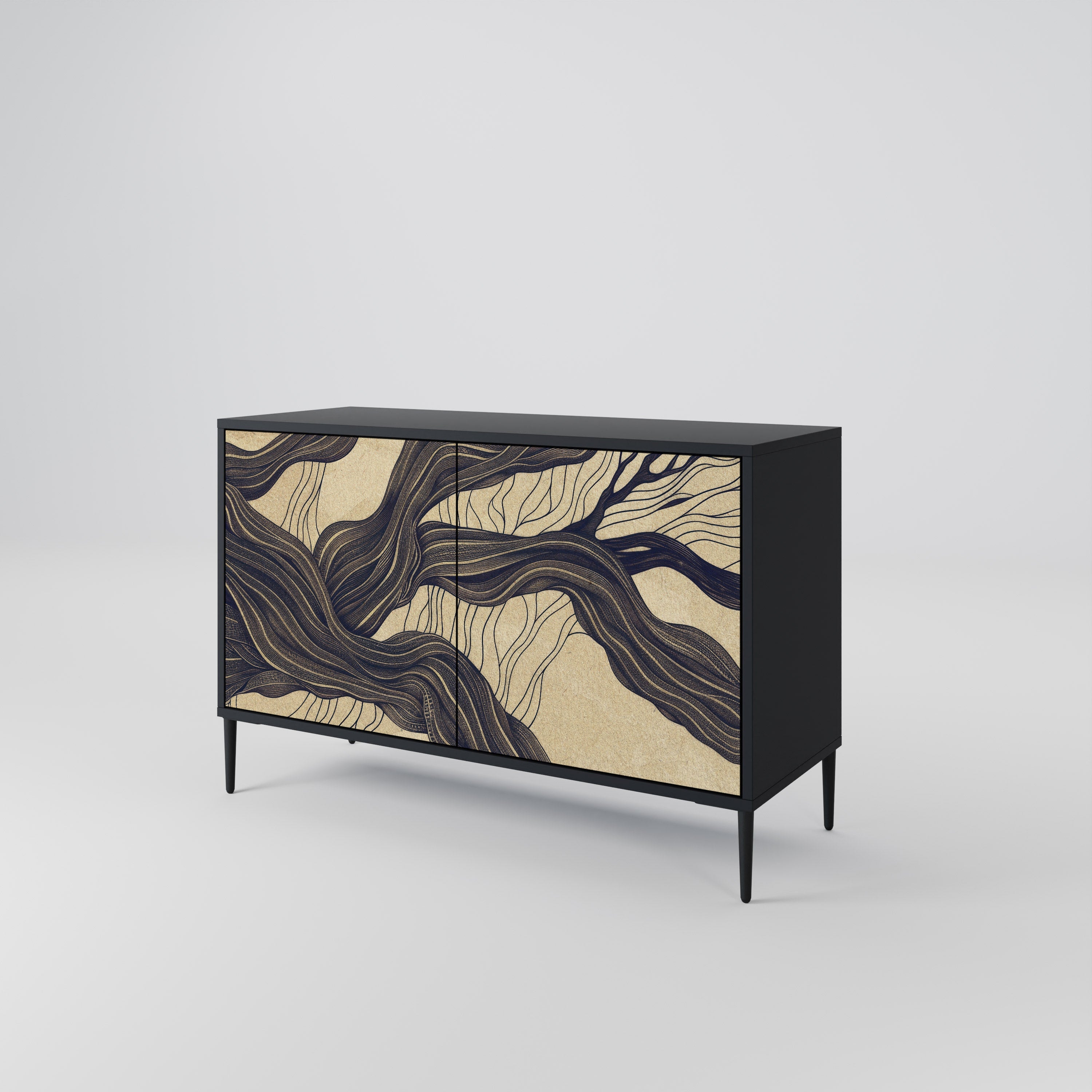 UNIFIED FRAGMENTS 2-Door Sideboard in Black Finish