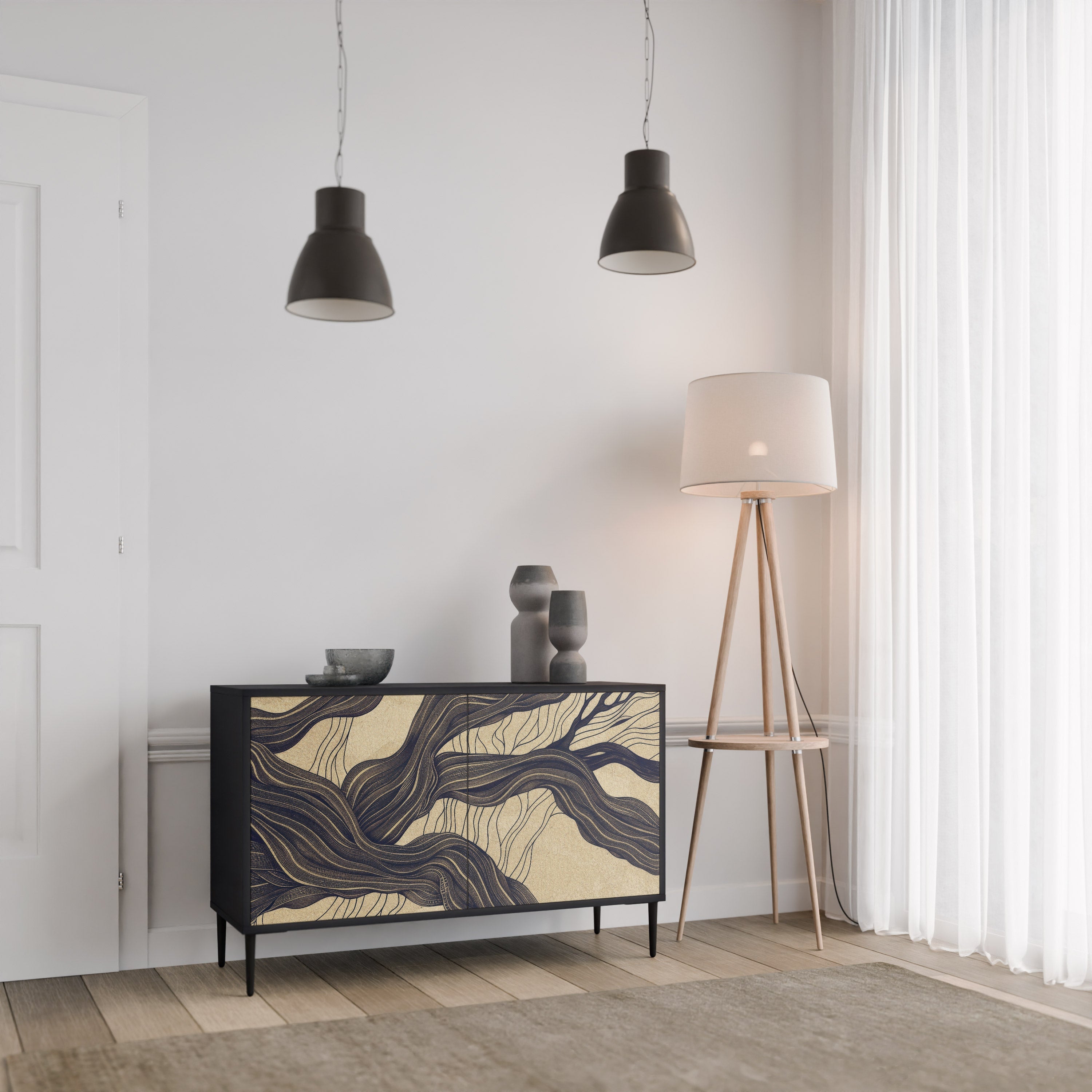 UNIFIED FRAGMENTS 2-Door Sideboard in Black Finish