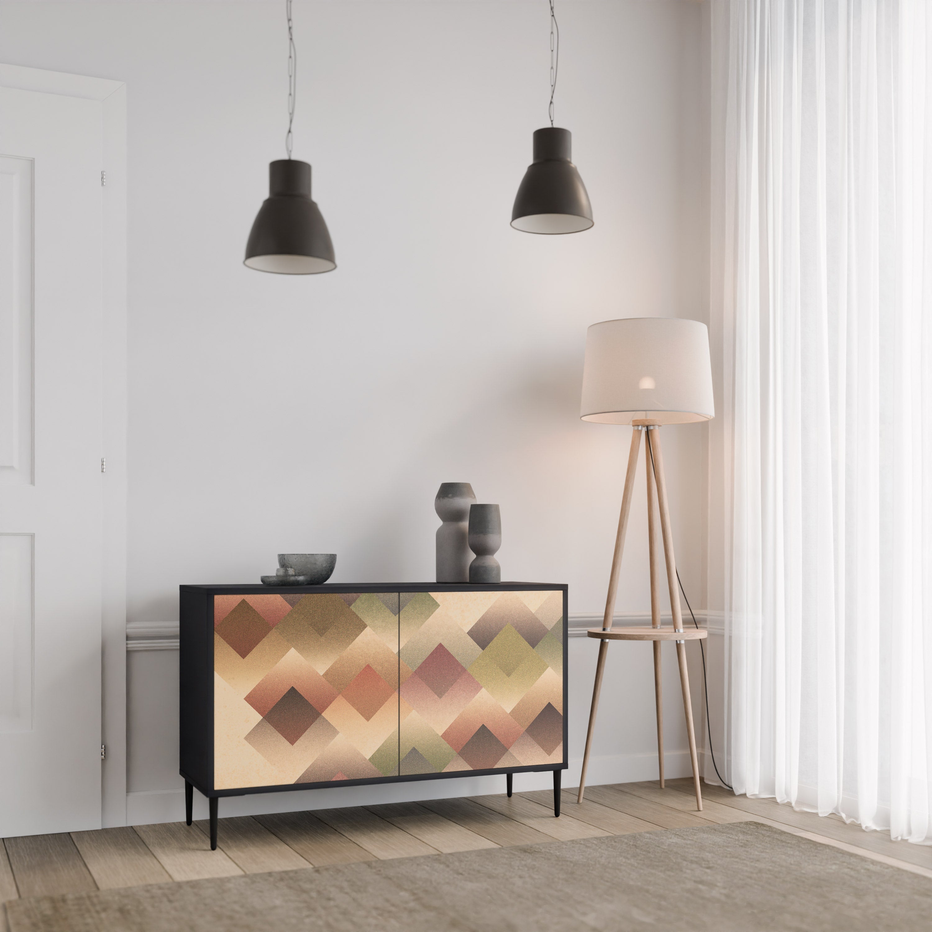 GEOMETRIC FUSION 2-Door Sideboard in Black Finish