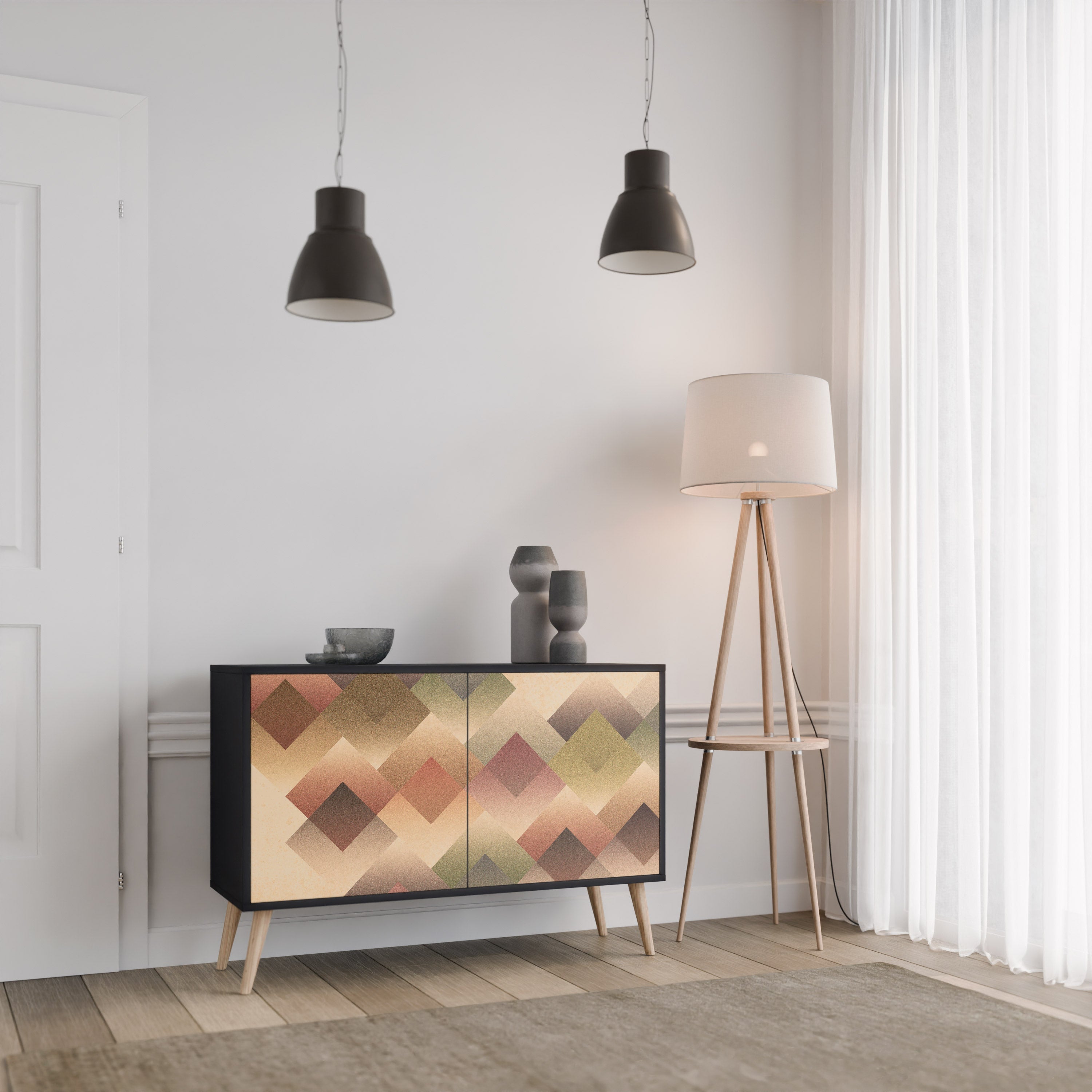 GEOMETRIC FUSION 2-Door Sideboard in Black Finish