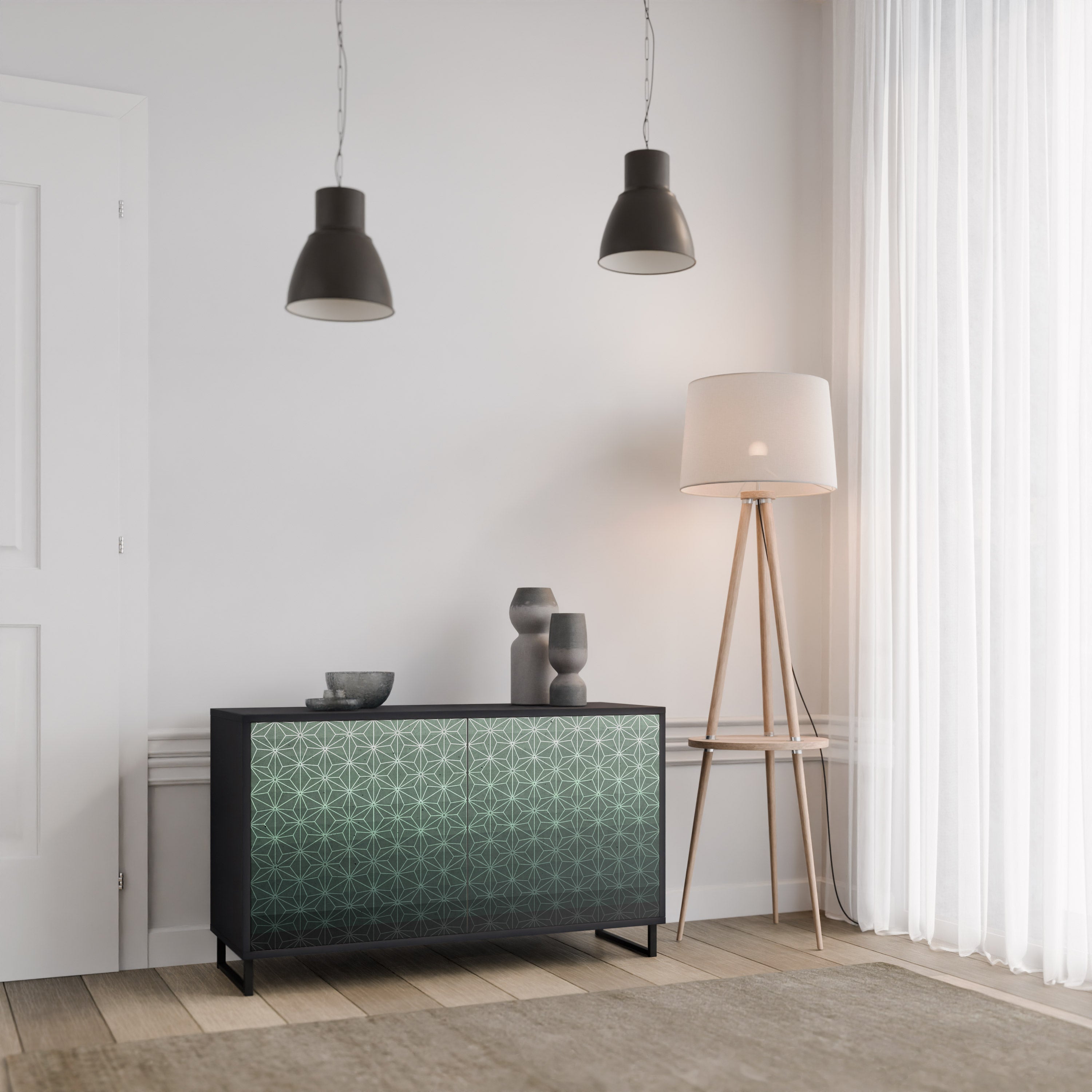 ORNAMENTAL GLIMMER 2-Door Sideboard in Black Finish