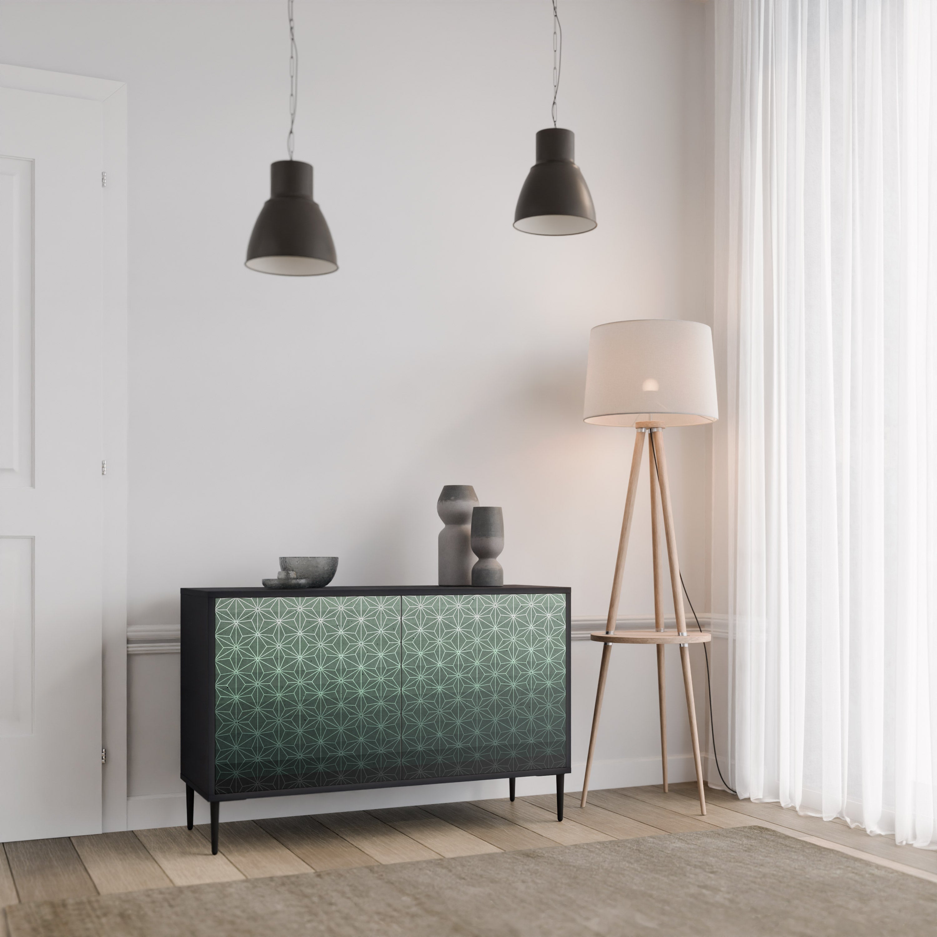 ORNAMENTAL GLIMMER 2-Door Sideboard in Black Finish