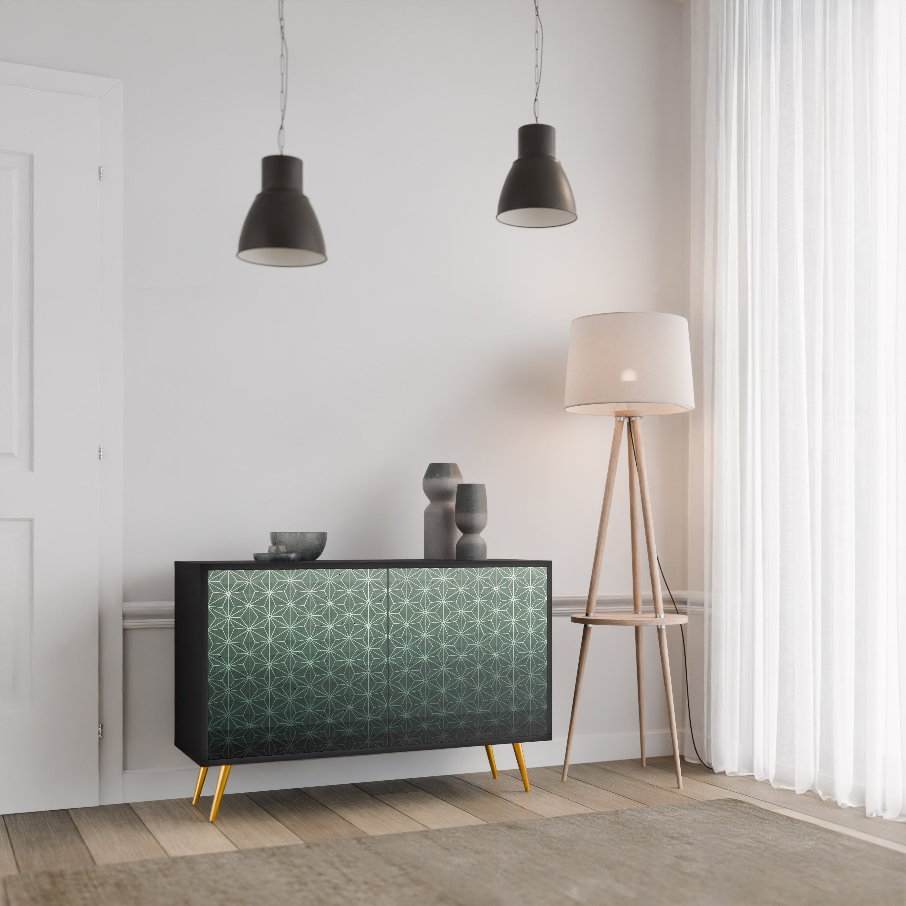 ORNAMENTAL GLIMMER 2-Door Sideboard in Black Finish