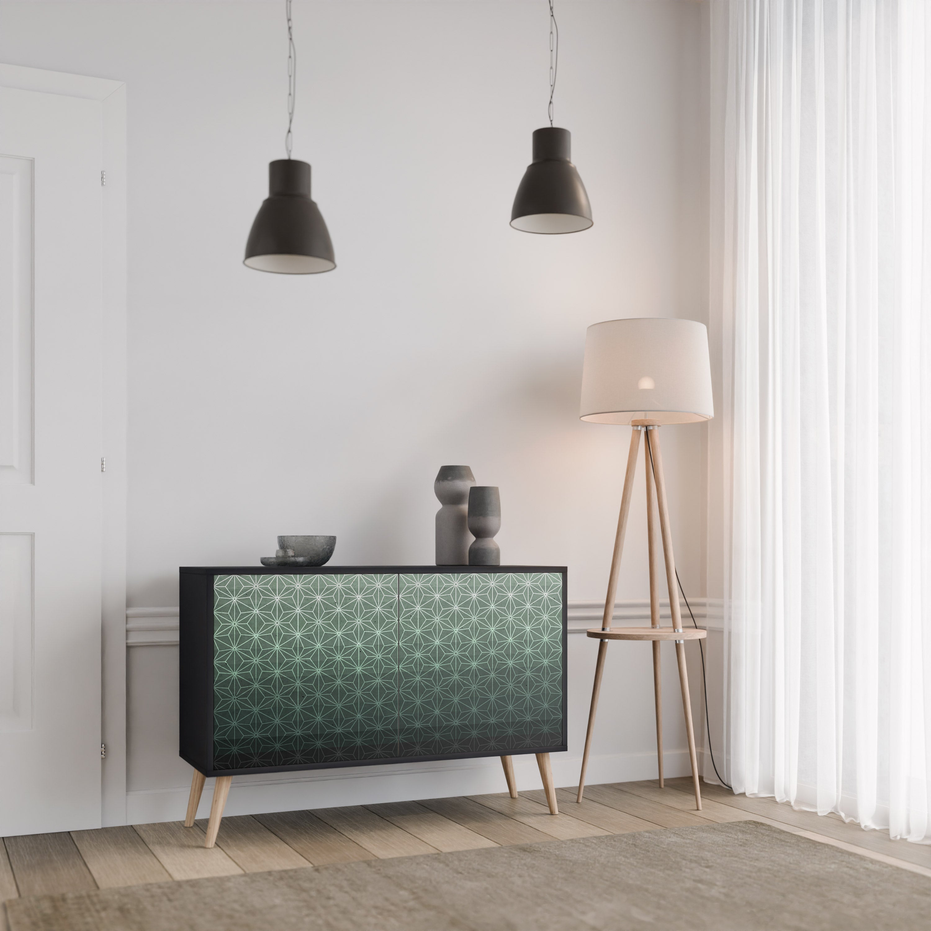 ORNAMENTAL GLIMMER 2-Door Sideboard in Black Finish