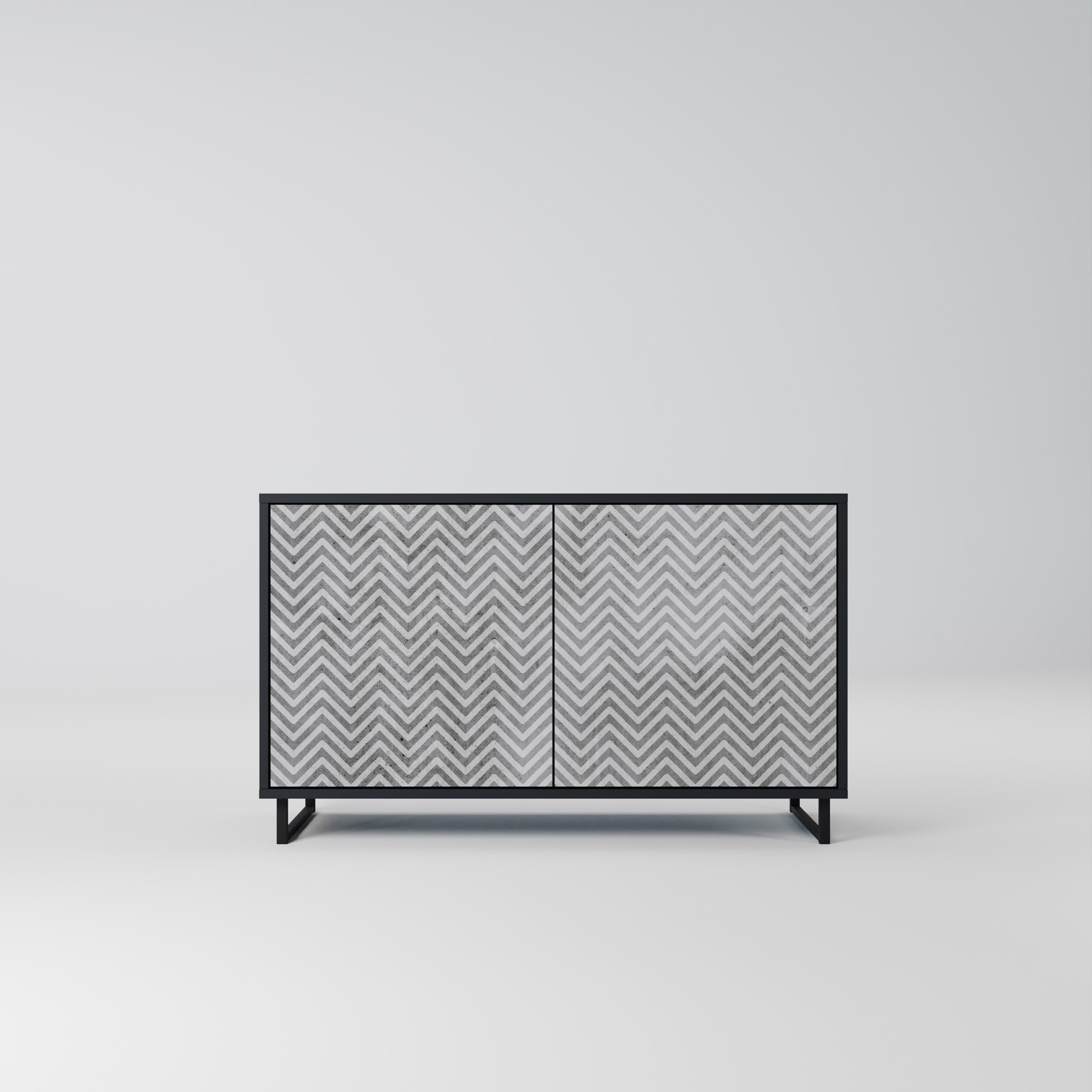 CONCRETE ZIG ZAG 2-Door Sideboard in Black Finish
