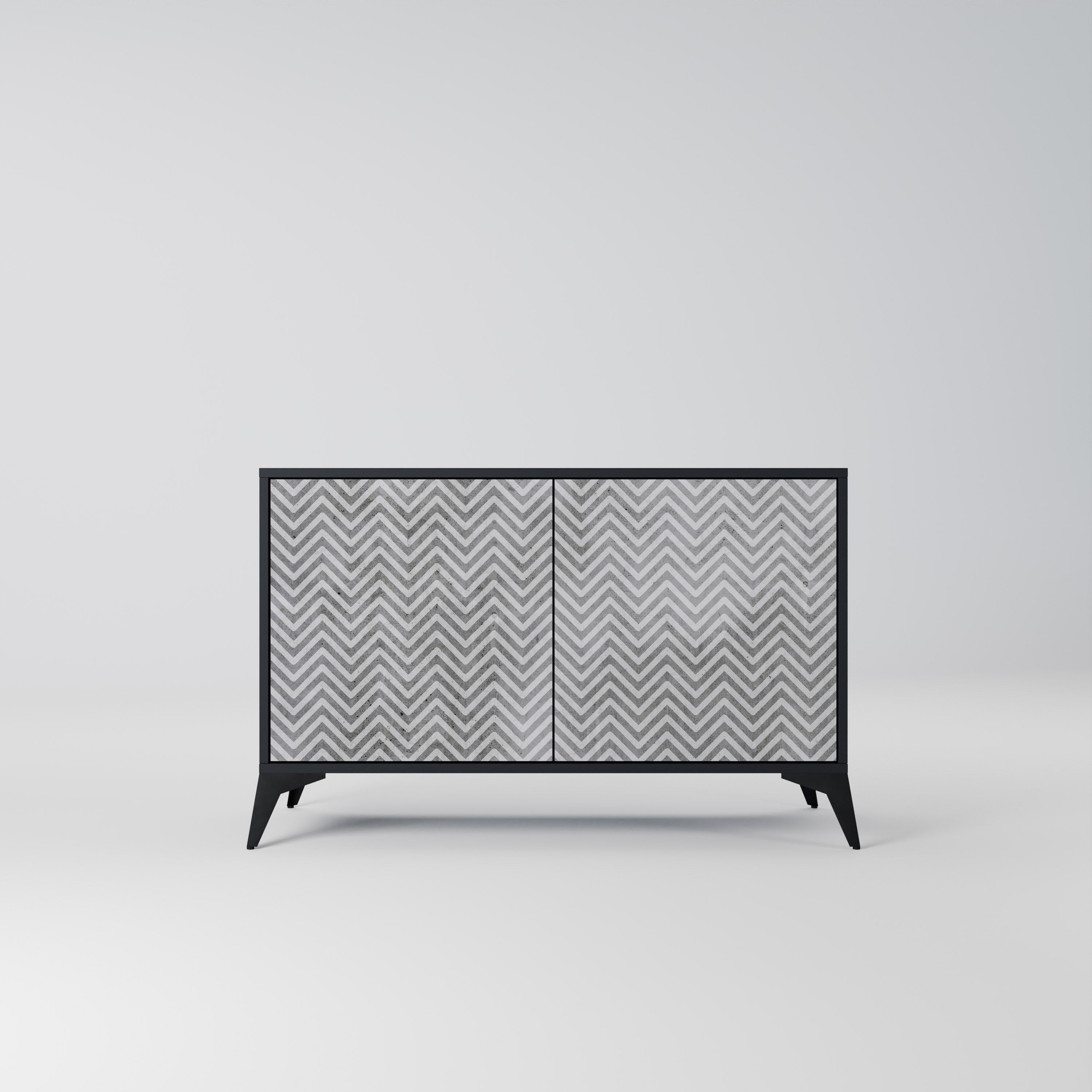 CONCRETE ZIG ZAG 2-Door Sideboard in Black Finish