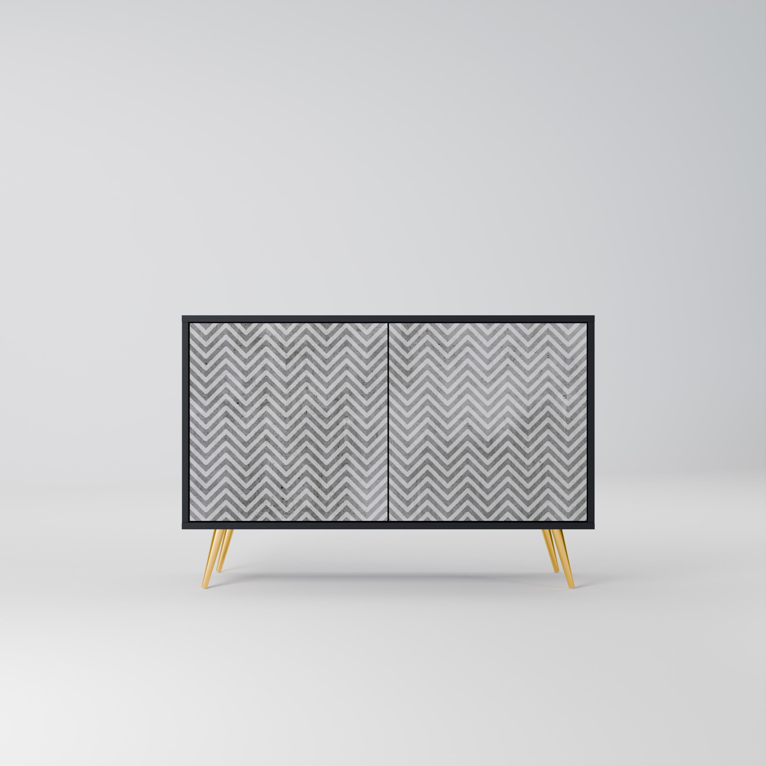 CONCRETE ZIG ZAG 2-Door Sideboard in Black Finish