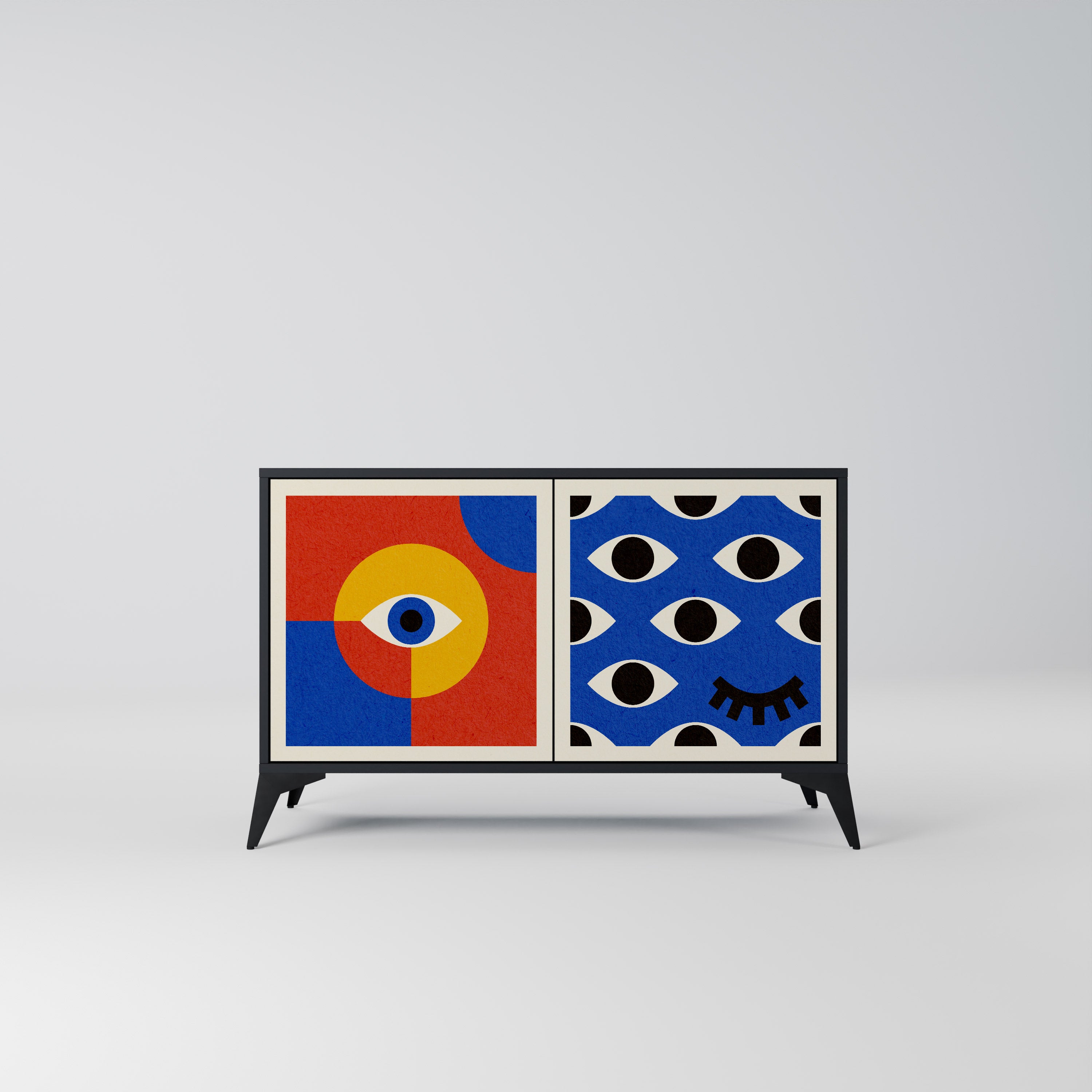 GEOMETRIC EYES 2-Door Sideboard in Black Finish