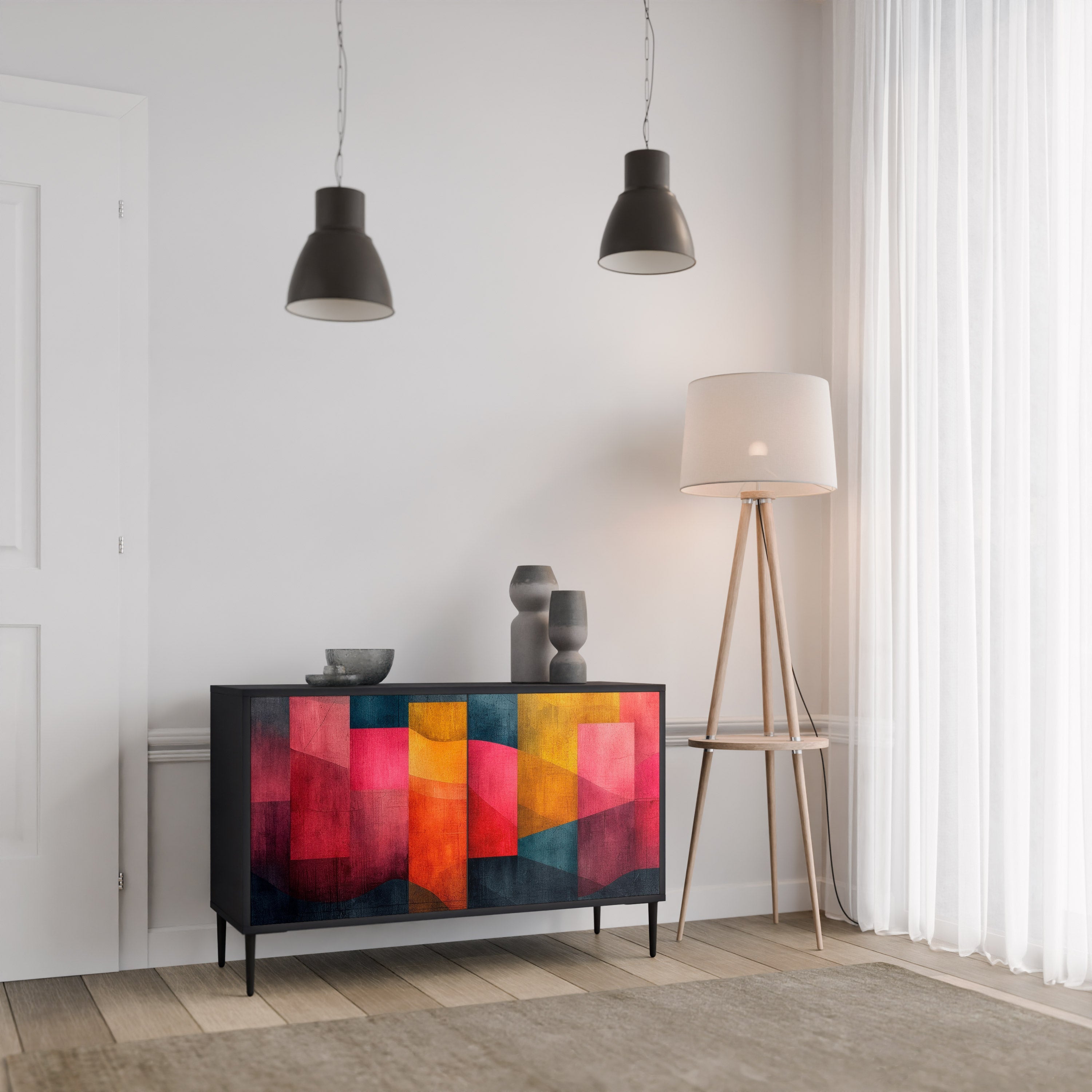 COLORFUL SOUNDS 2-Door Sideboard in Black Finish