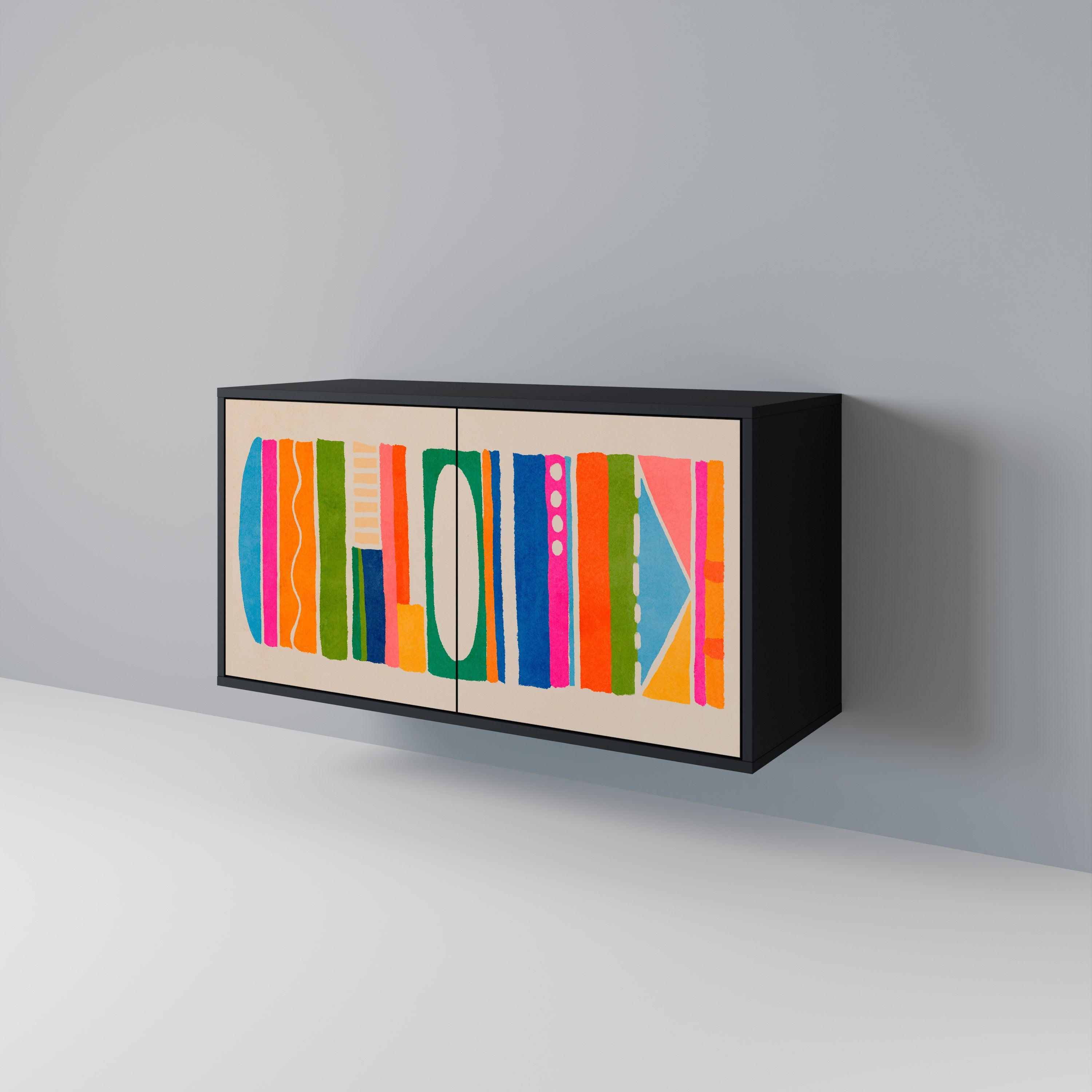 GEOMETRIC SHINE 2-Door Sideboard in Black Finish