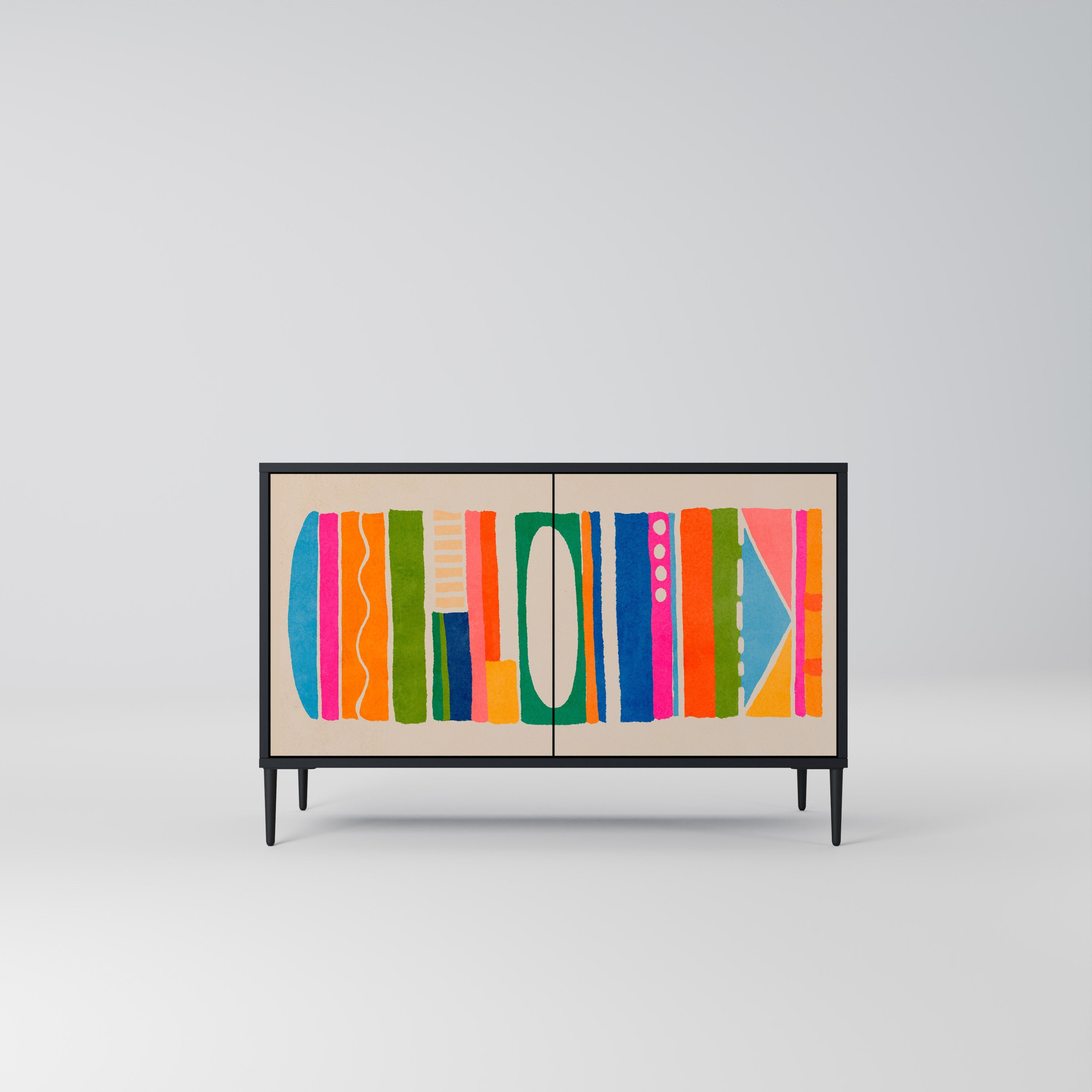 GEOMETRIC SHINE 2-Door Sideboard in Black Finish