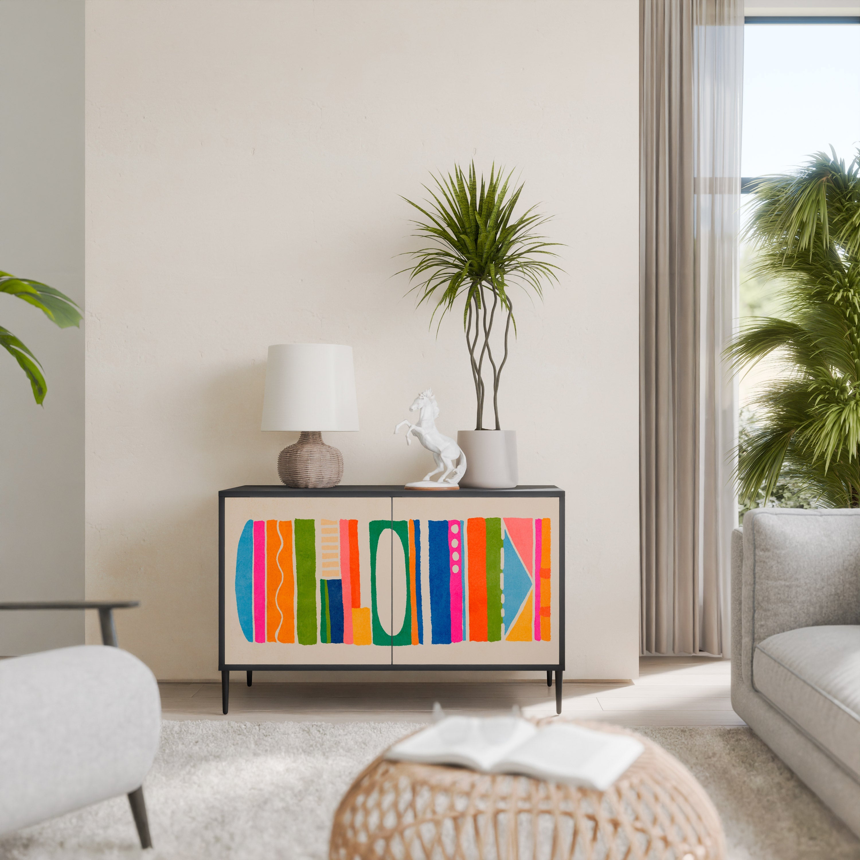 GEOMETRIC SHINE 2-Door Sideboard in Black Finish