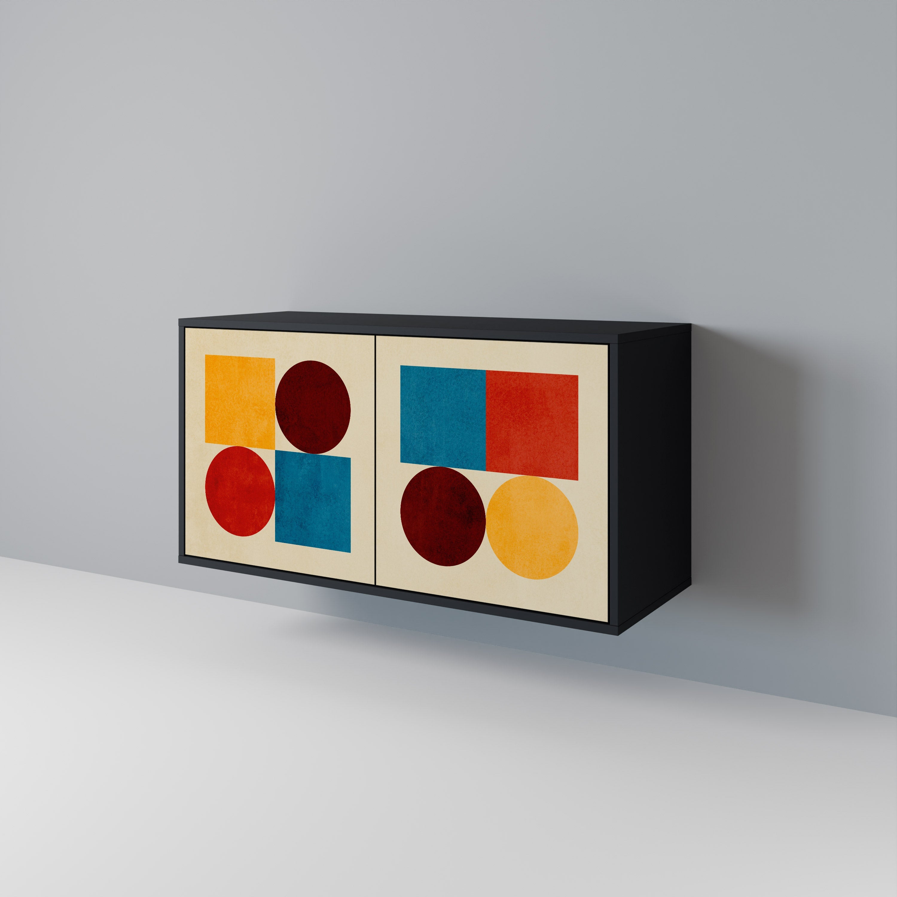 GEOMETRIC PUZZLE 2-Door Sideboard in Black Finish