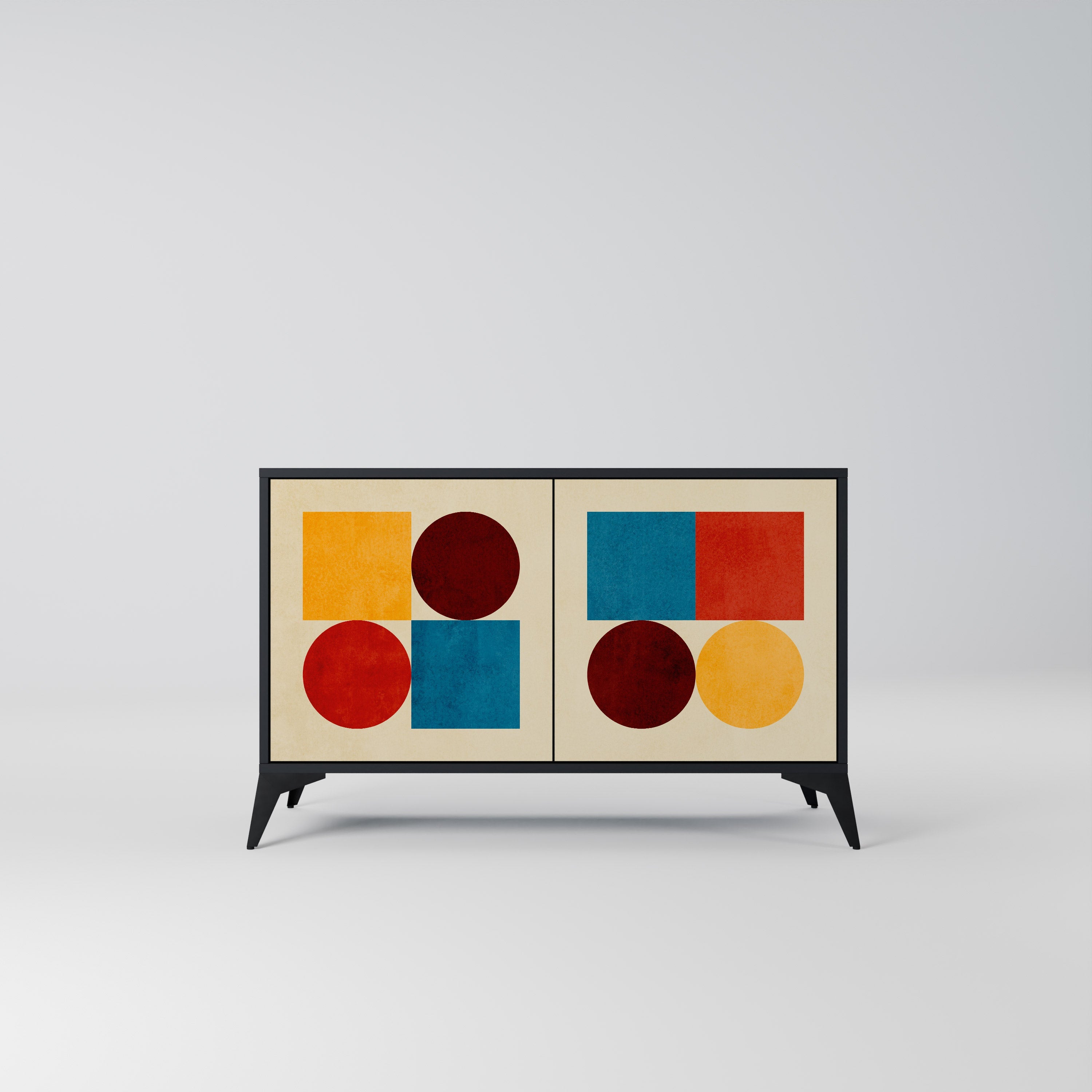 GEOMETRIC PUZZLE 2-Door Sideboard in Black Finish