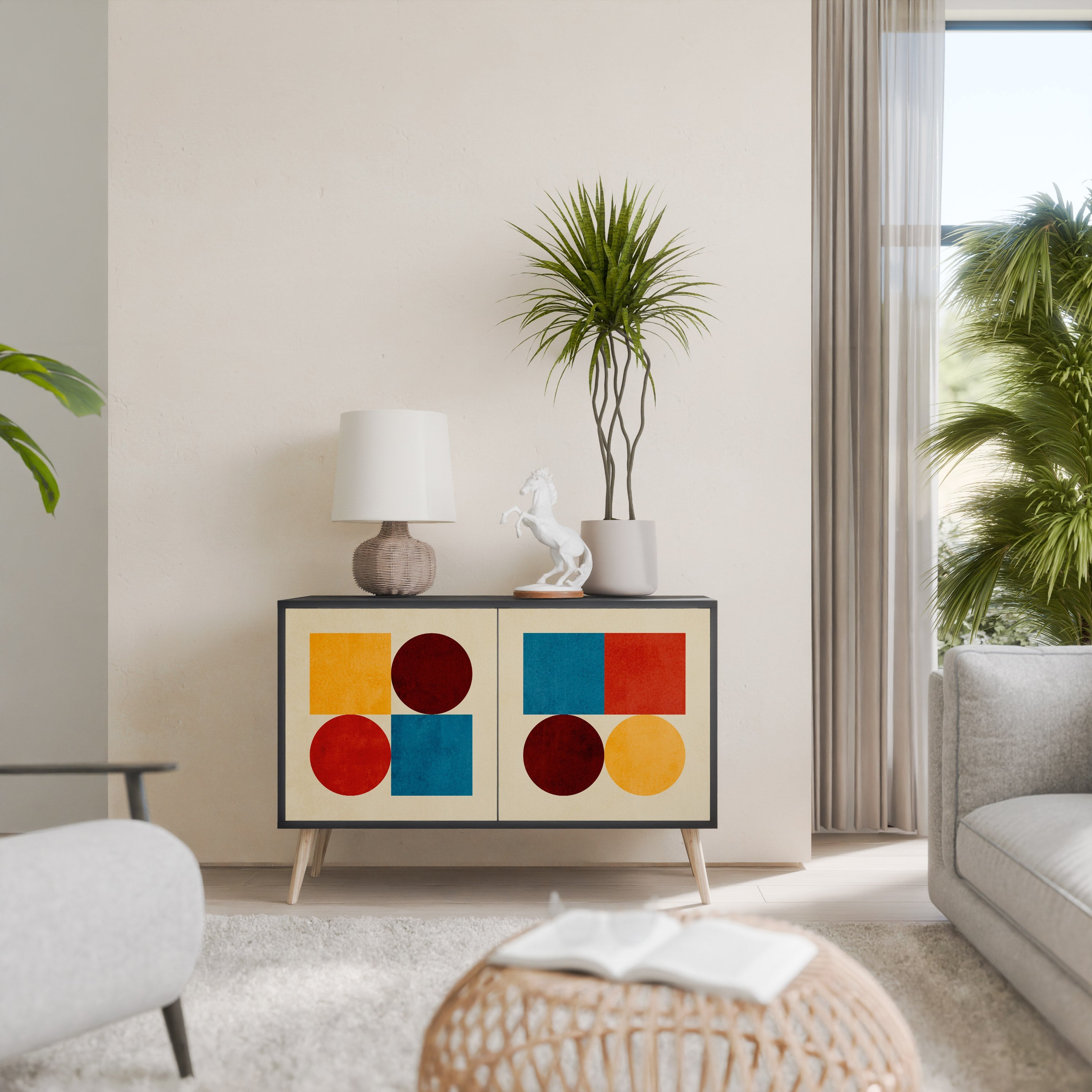 GEOMETRIC PUZZLE 2-Door Sideboard in Black Finish