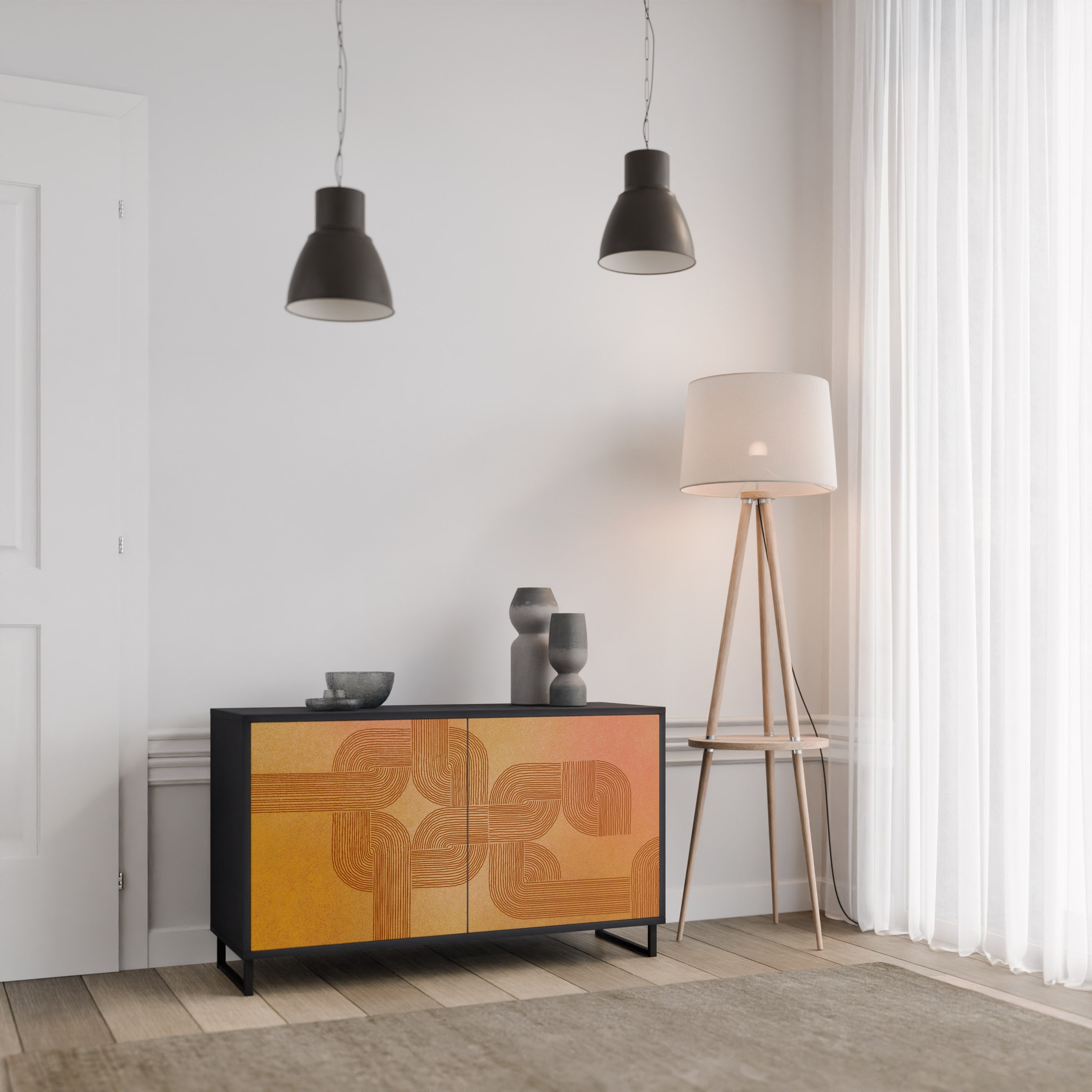 STRENGTHENING RELATION 2-Door Sideboard in Black Finish