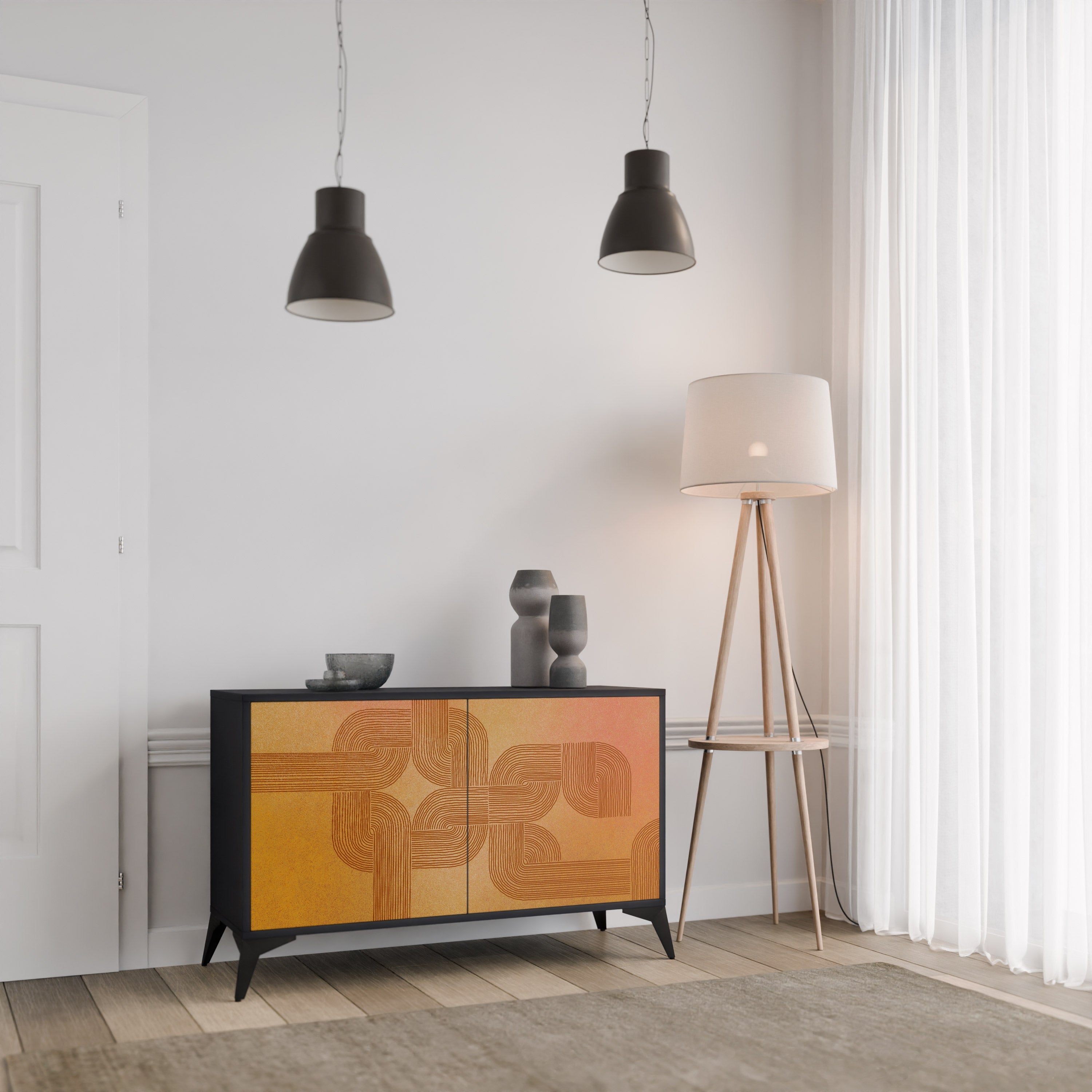 STRENGTHENING RELATION 2-Door Sideboard in Black Finish