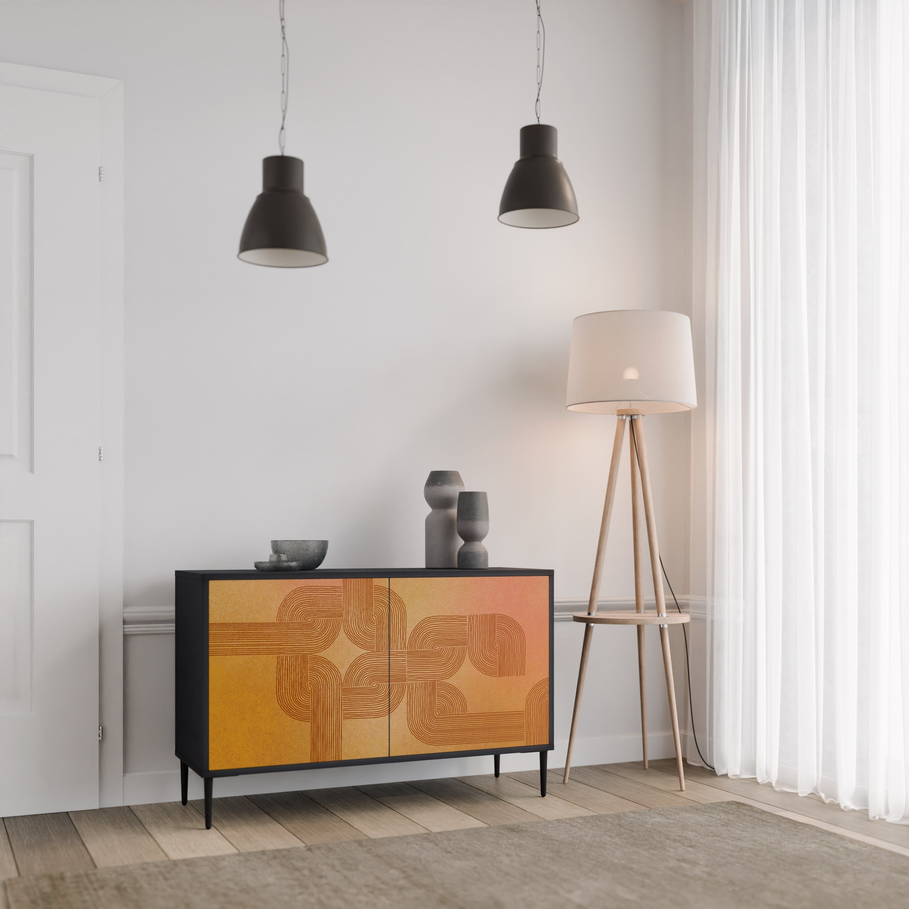 STRENGTHENING RELATION 2-Door Sideboard in Black Finish