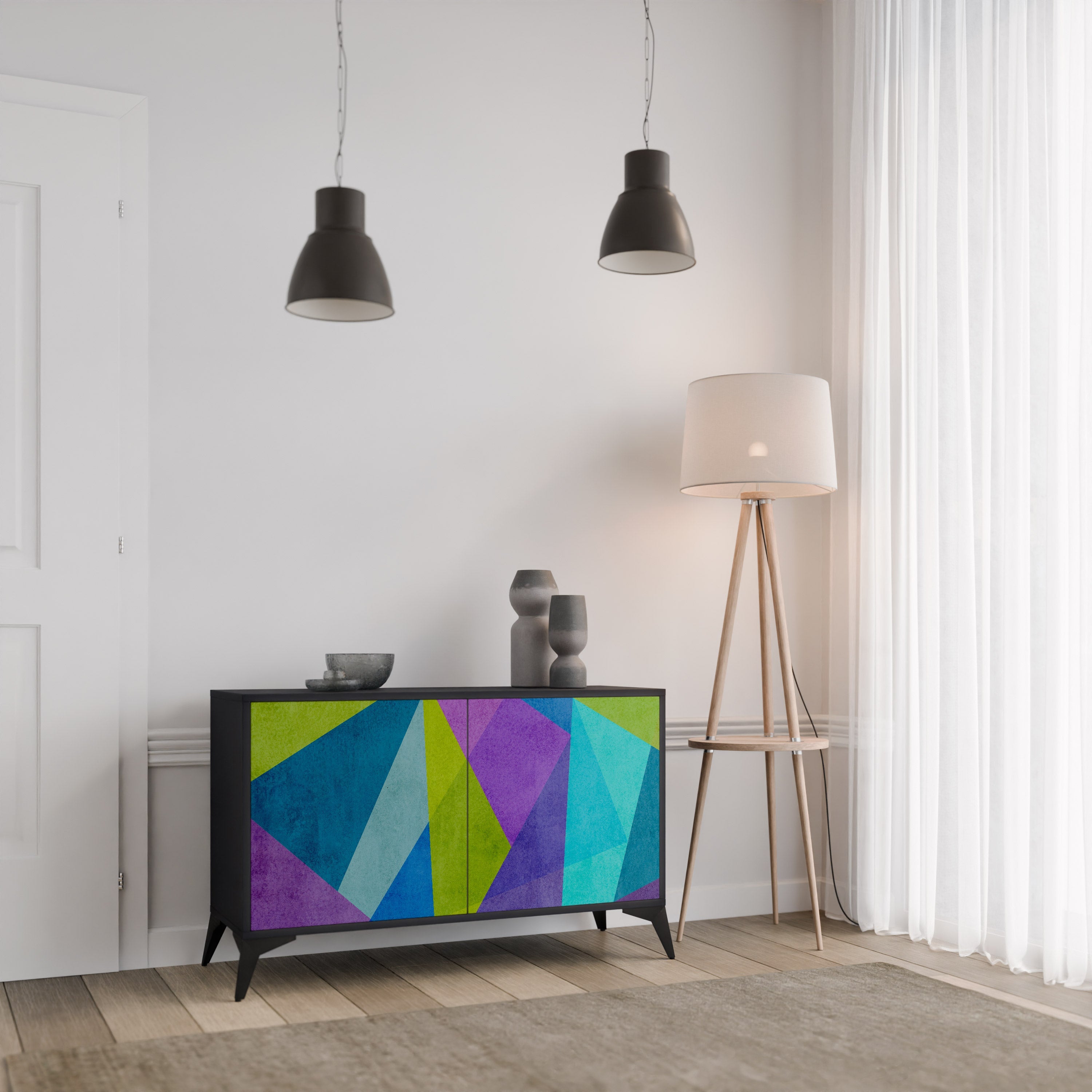 COLD SHOWCASE 2-Door Sideboard in Black Finish