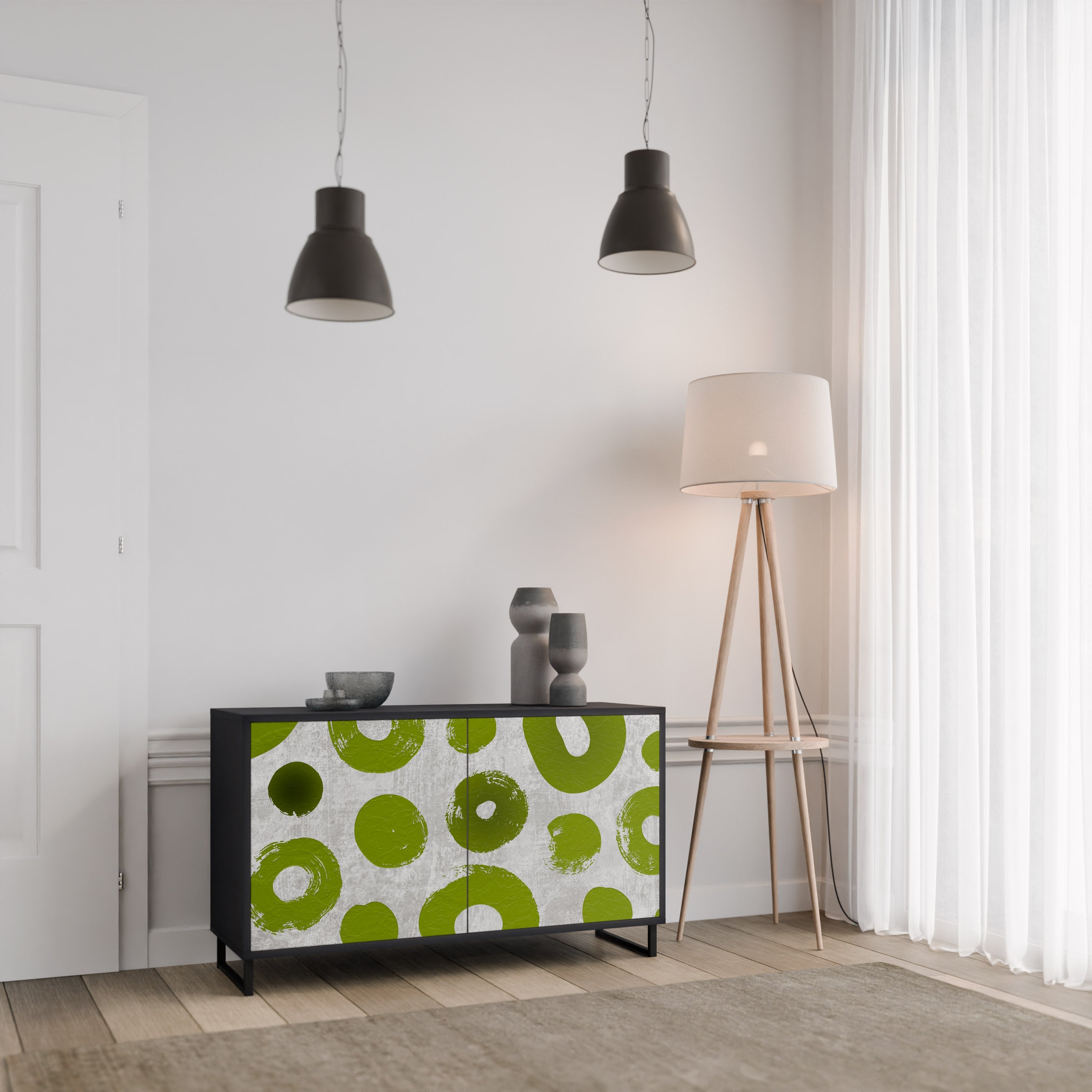 GREEN RHAPSODY 2-Door Sideboard in Black Finish
